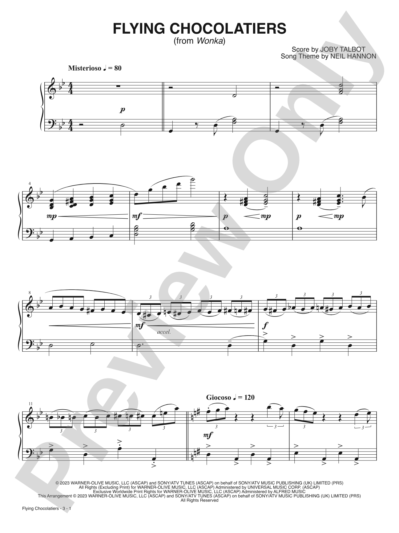 Flying Chocolatiers (from <i>Wonka</i>): Piano