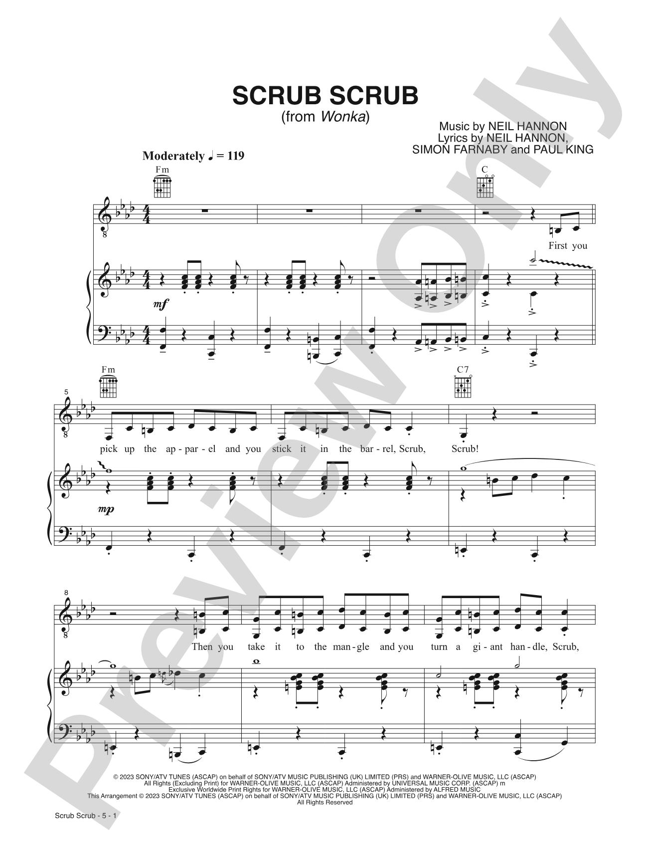 Scrub Scrub (from <i>Wonka</i>): Piano/Vocal/Guitar