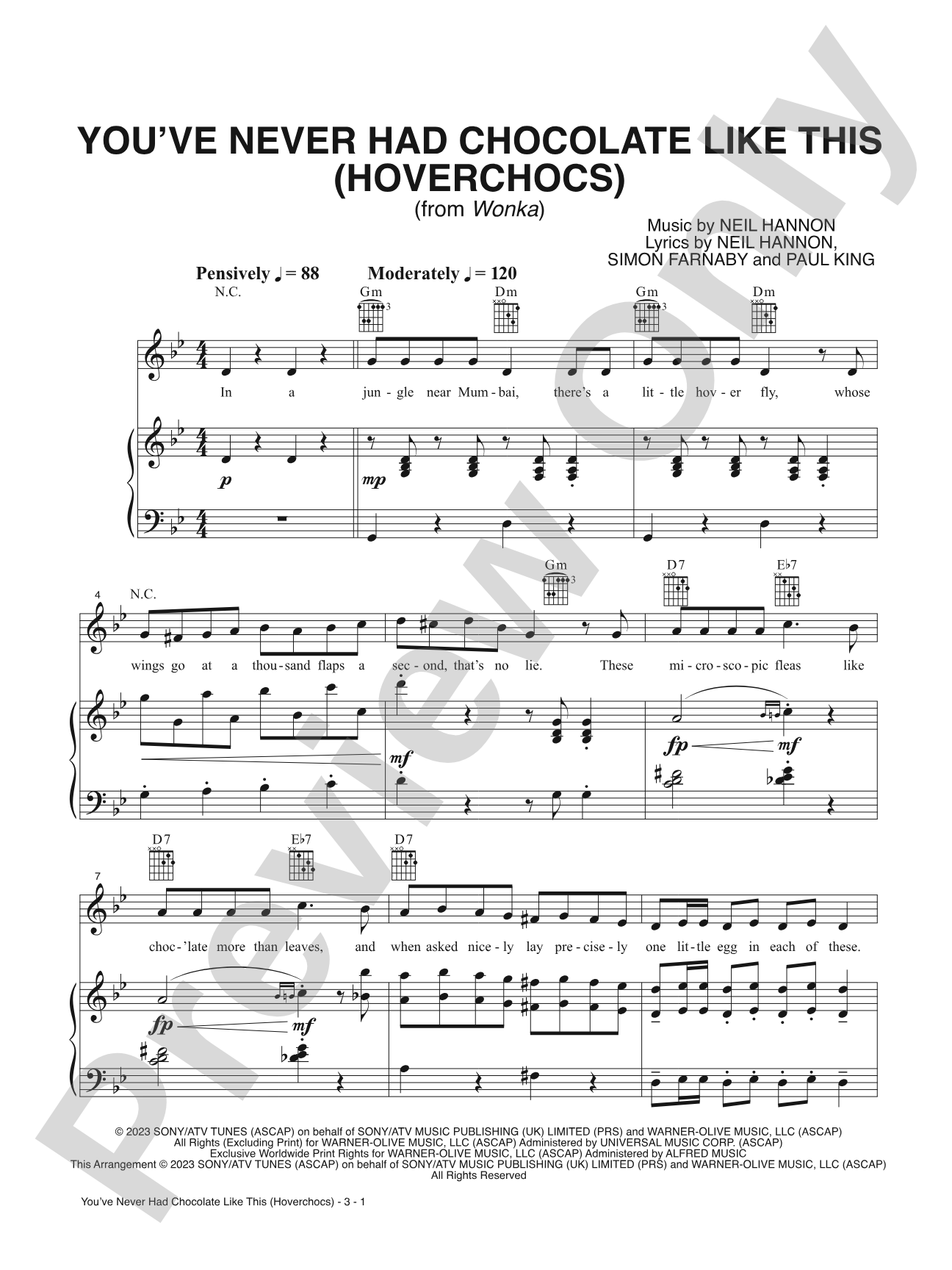 You've Never Had Chocolate Like This (Hoverchocs) (from <i>Wonka</i>): Piano/Vocal/Guitar