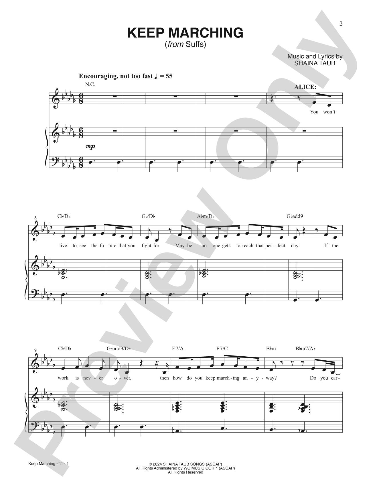 Keep Marching from <i>Suffs</i>: Piano/Vocal/Chords