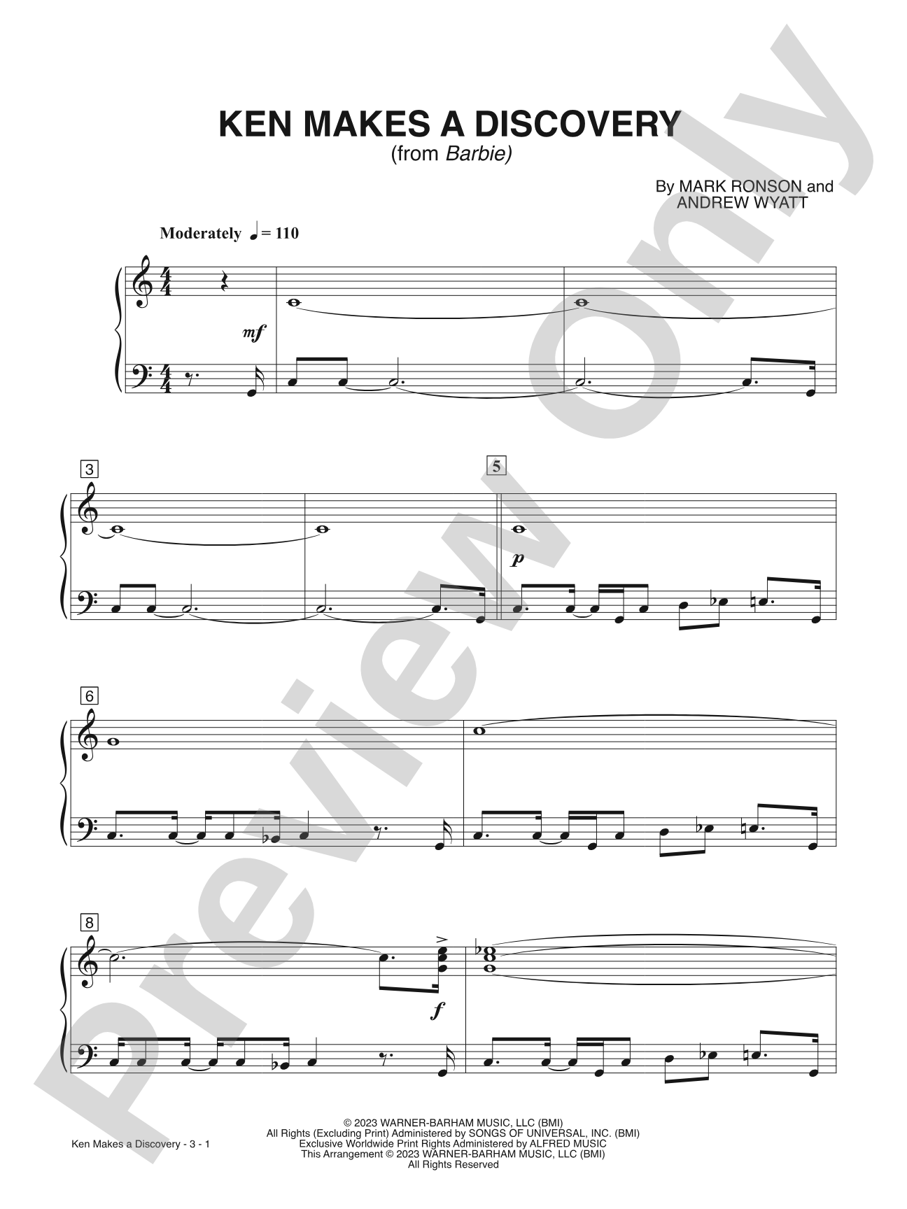 Ken Makes A Discovery (from <i>Barbie</i>): Easy Piano