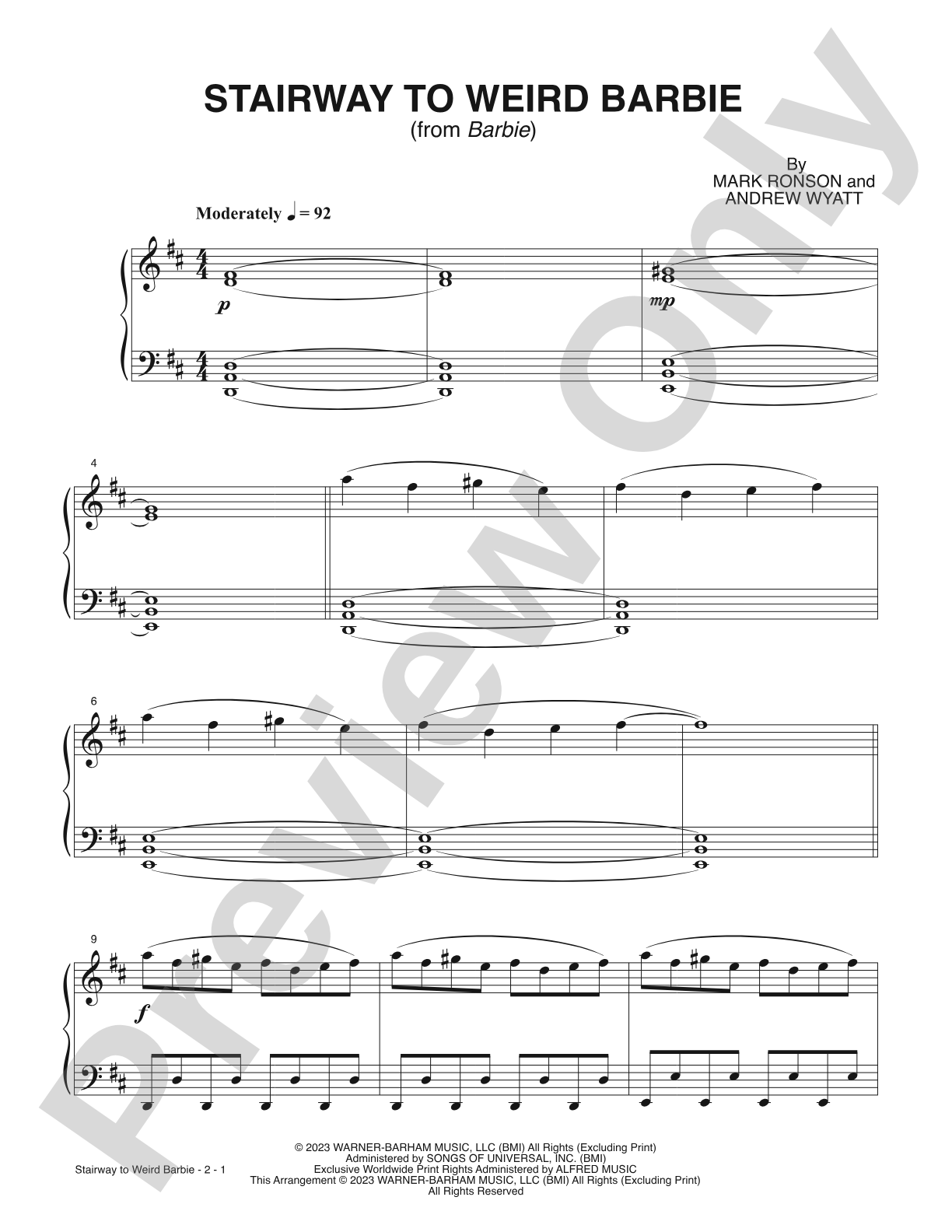 Stairway to Weird Barbie (from <i>Barbie</i>): Piano