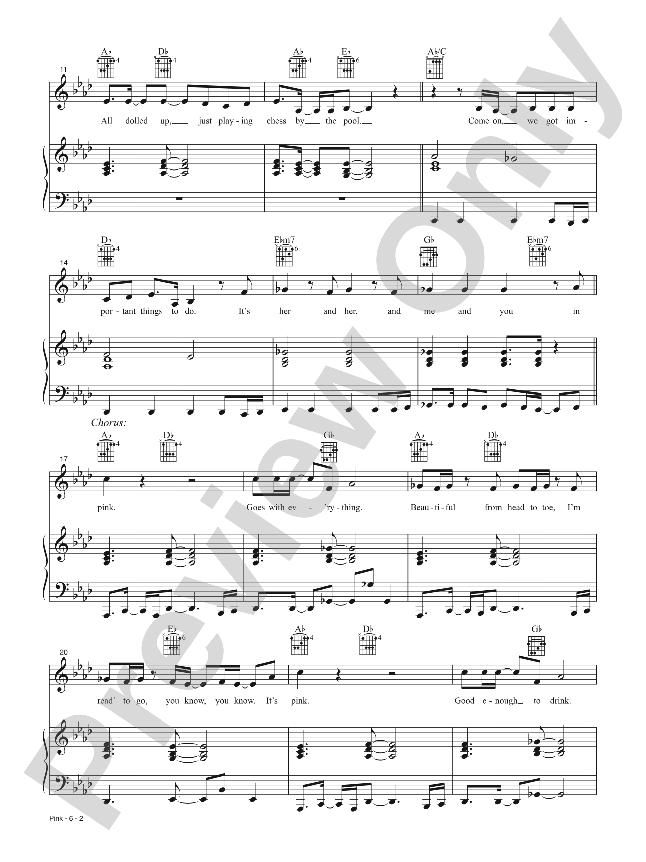 Pink (from <i>Barbie</i>): Piano/Vocal/Guitar