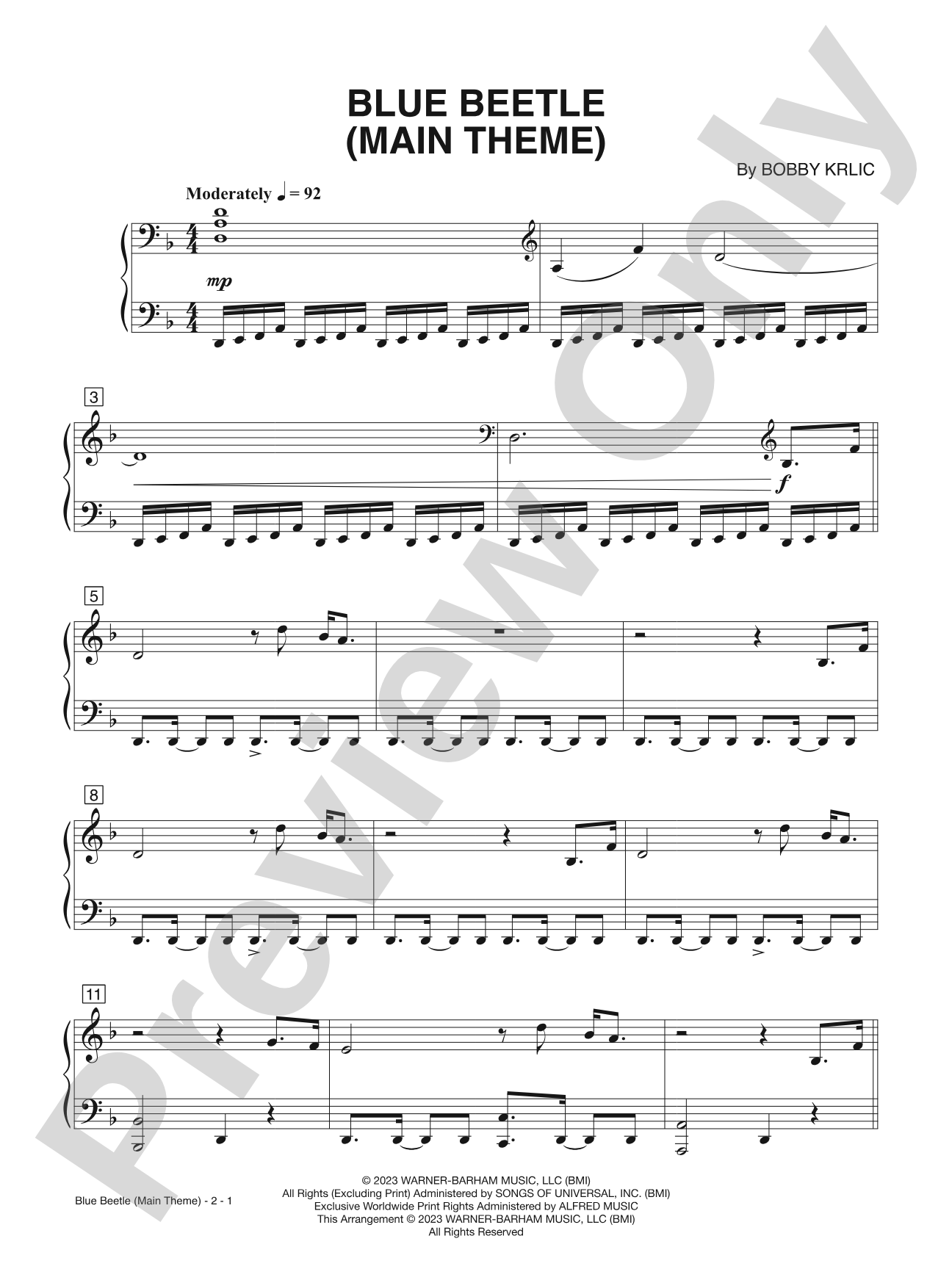 Blue Beetle (Main Theme): Piano