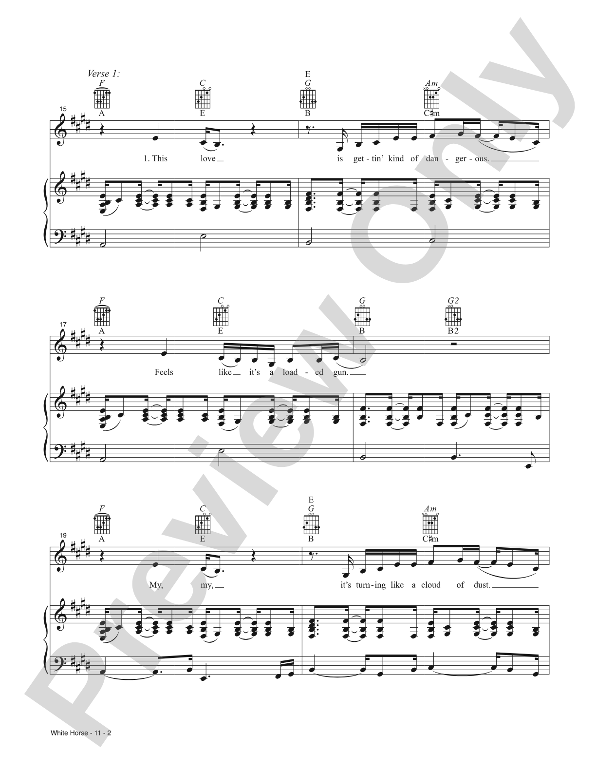White Horse: Piano/Vocal/Guitar