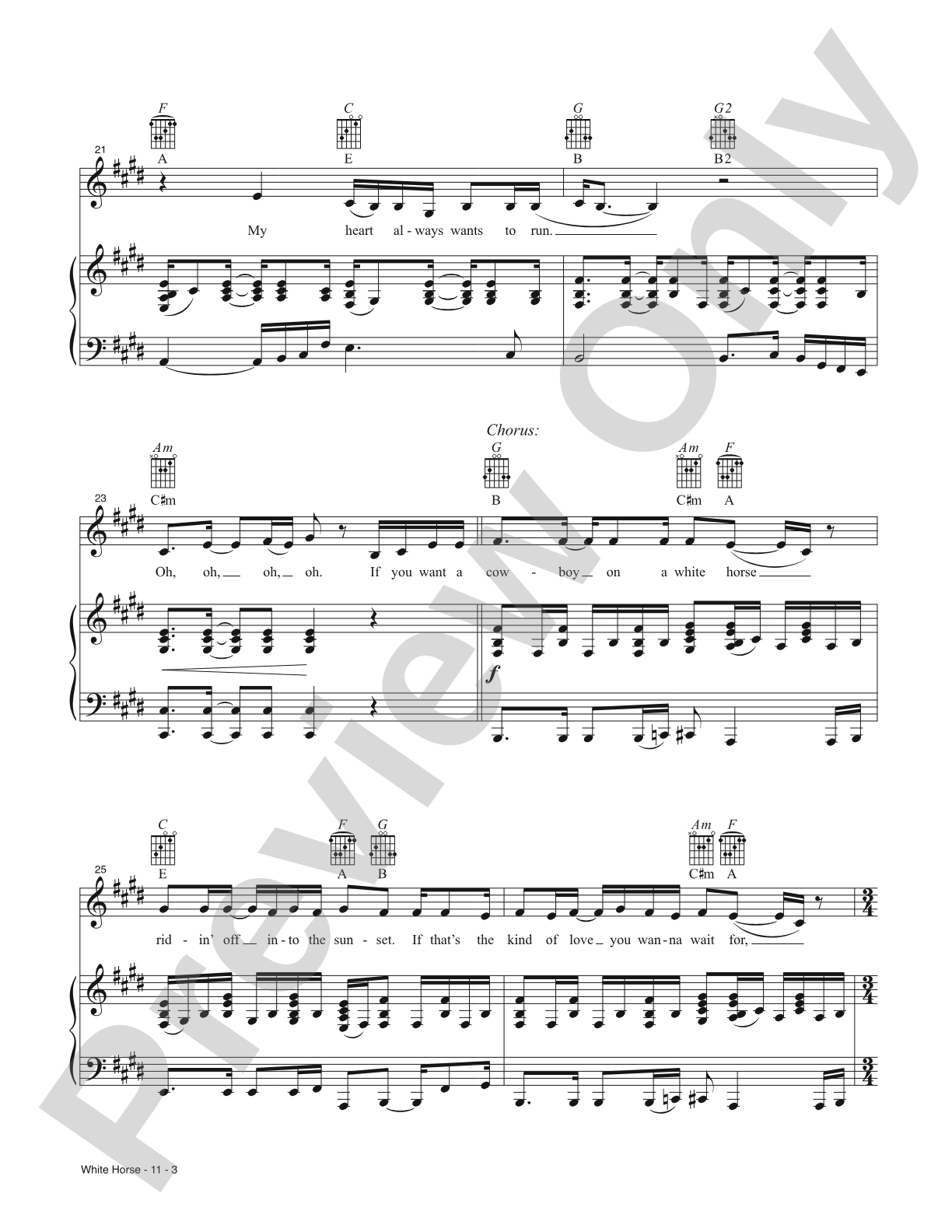 White Horse: Piano/Vocal/Guitar