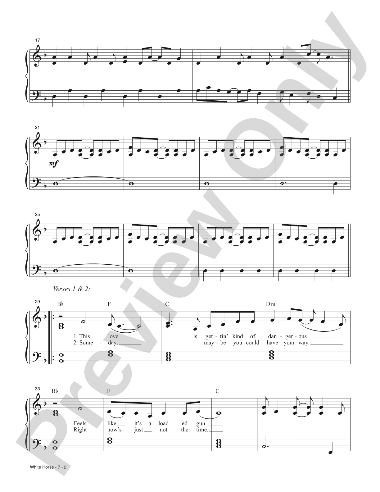 White Horse: Piano/Vocal