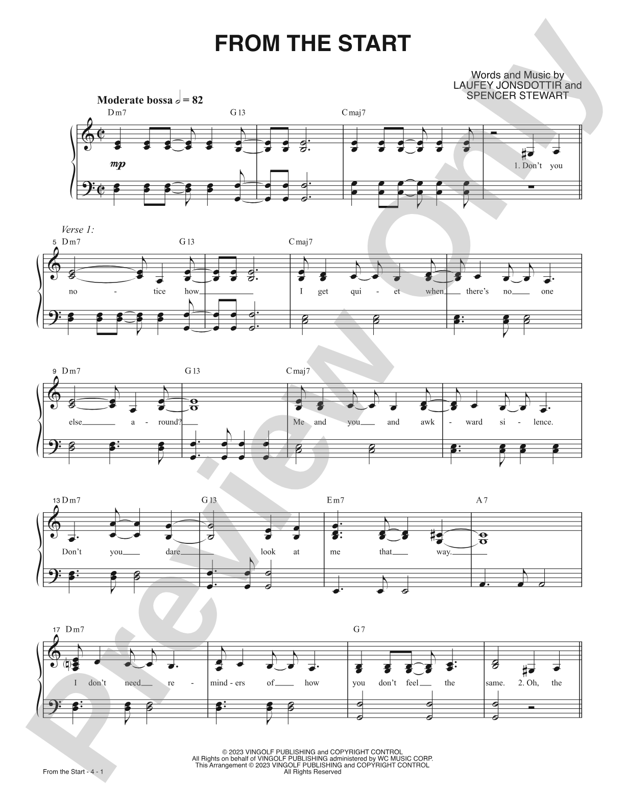 From The Start: Piano/Vocal