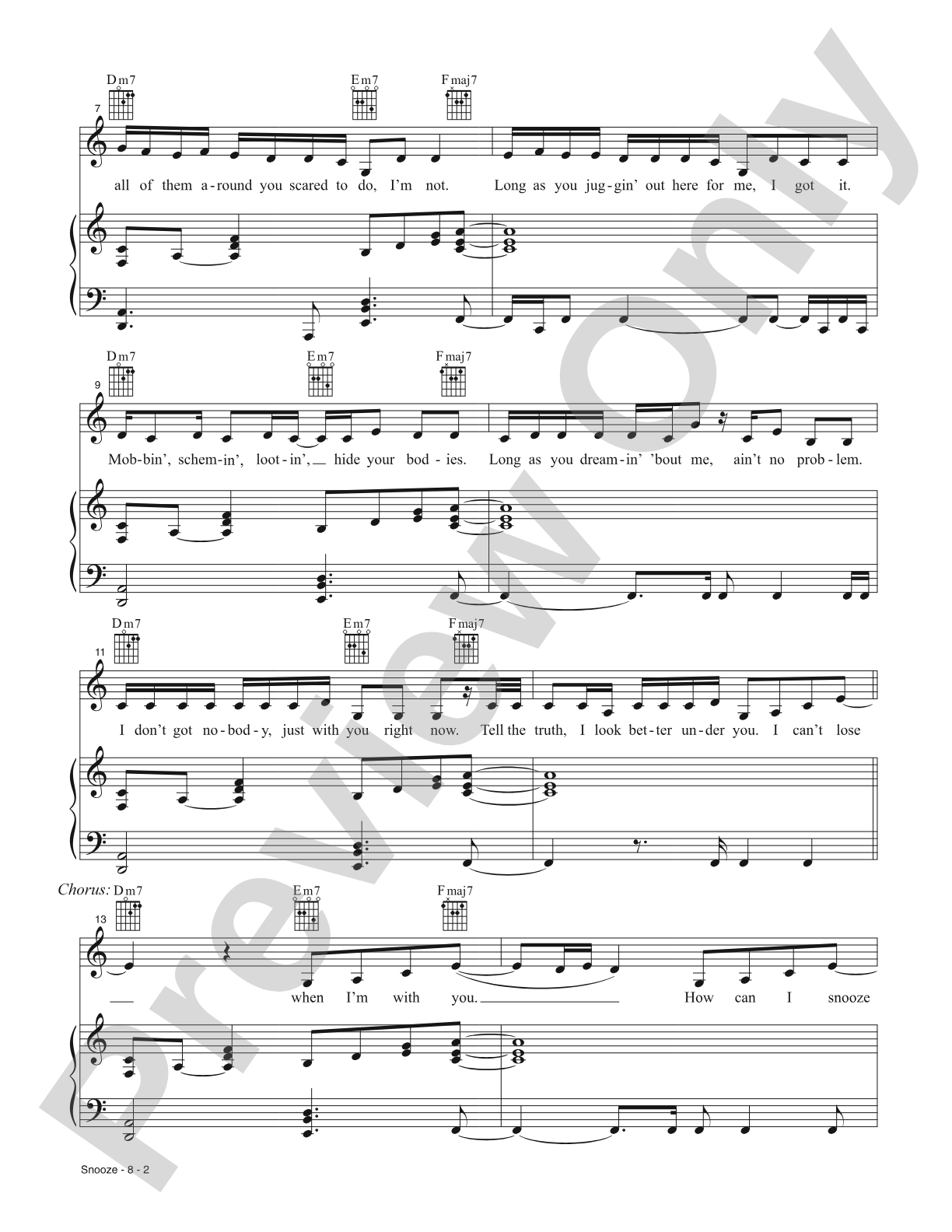 Snooze: Piano/Vocal/Guitar