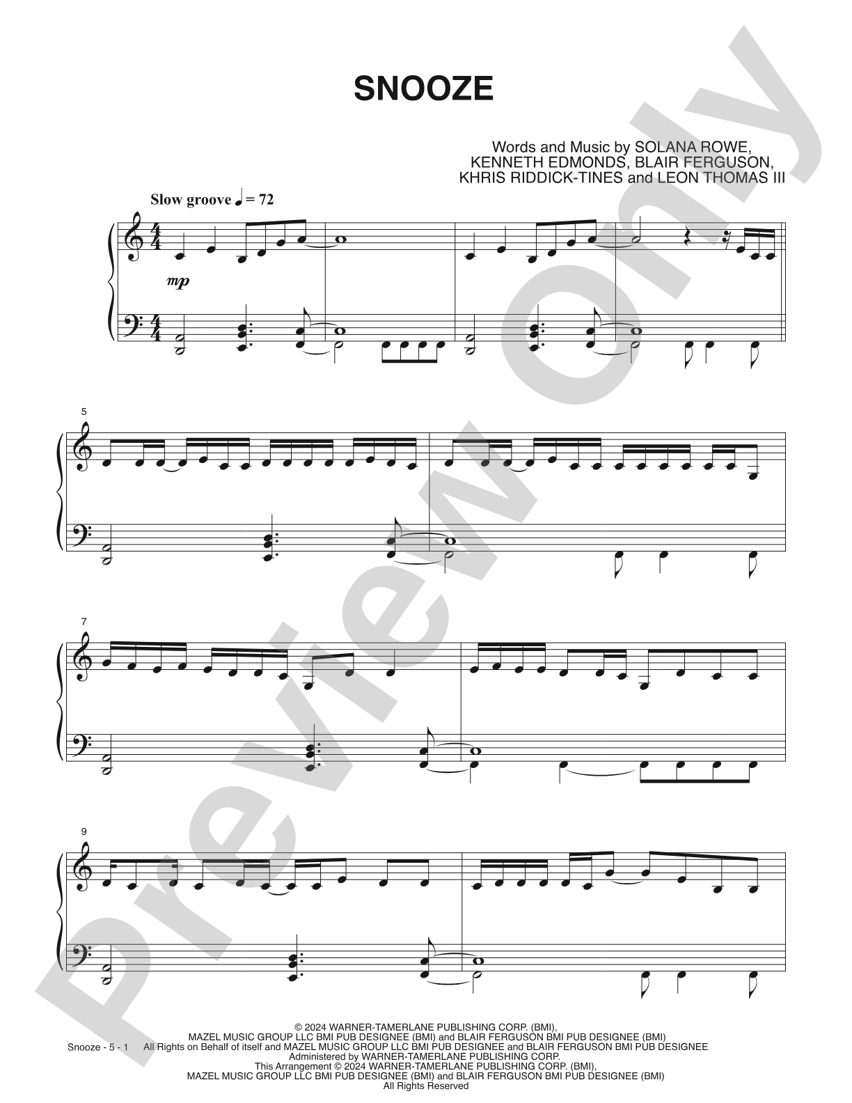 Snooze: Piano