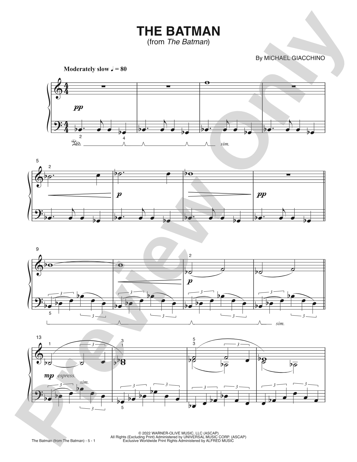 The Batman (from <i>The Batman</i>): Piano