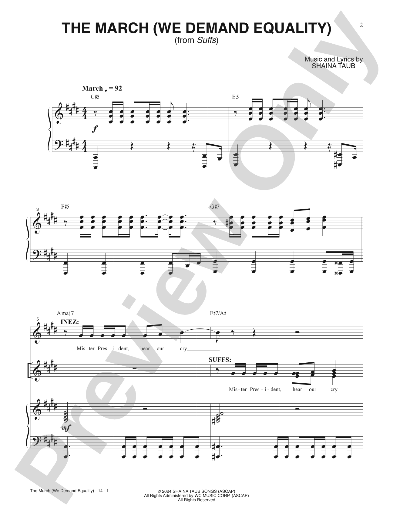 The March (We Demand Equality) from <i>Suffs</i>: Piano/Vocal