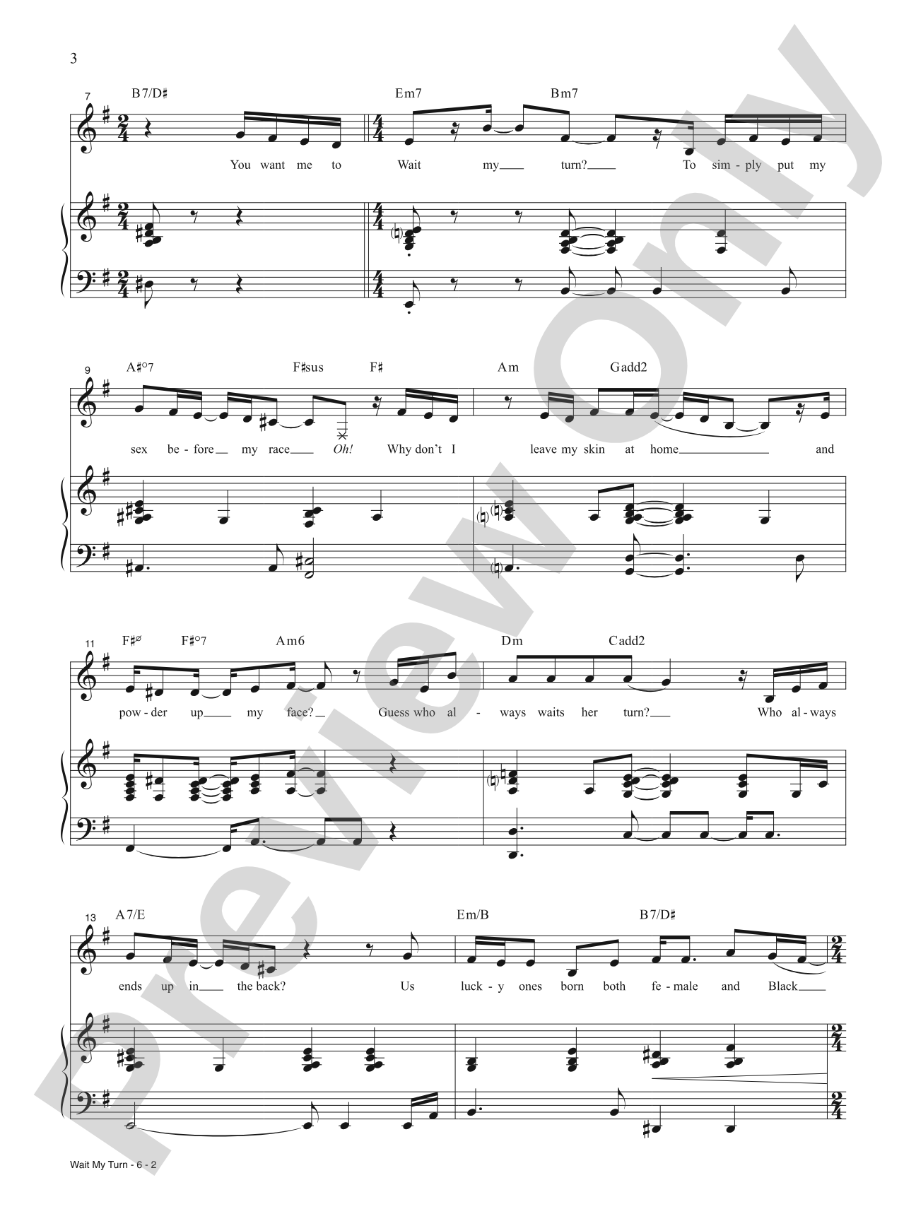 Wait My Turn from <i>Suffs</i>: Piano/Vocal