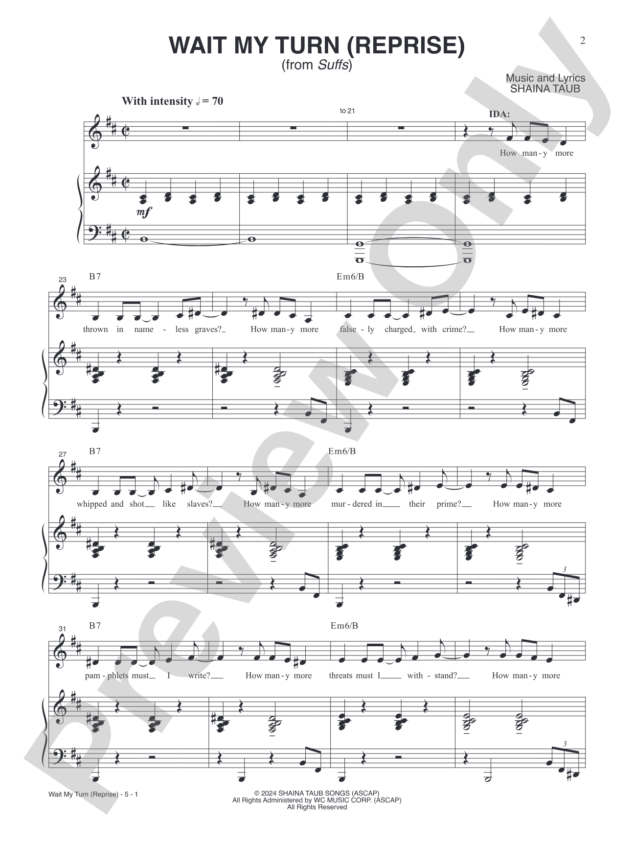 Wait My Turn (Reprise) from <i>Suffs</i>: Piano/Vocal