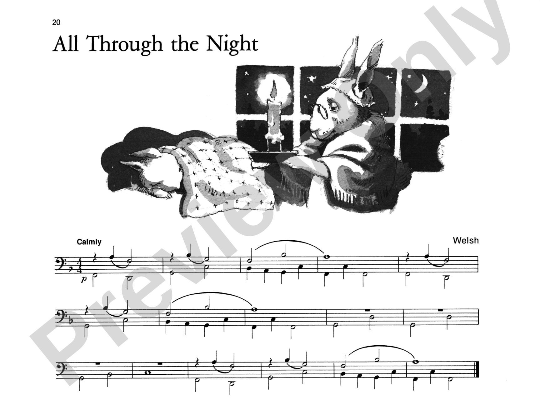 All Through the Night - Piano Solo with Lyrics (with Optional Duet Accompaniments): Piano Solo with Lyrics