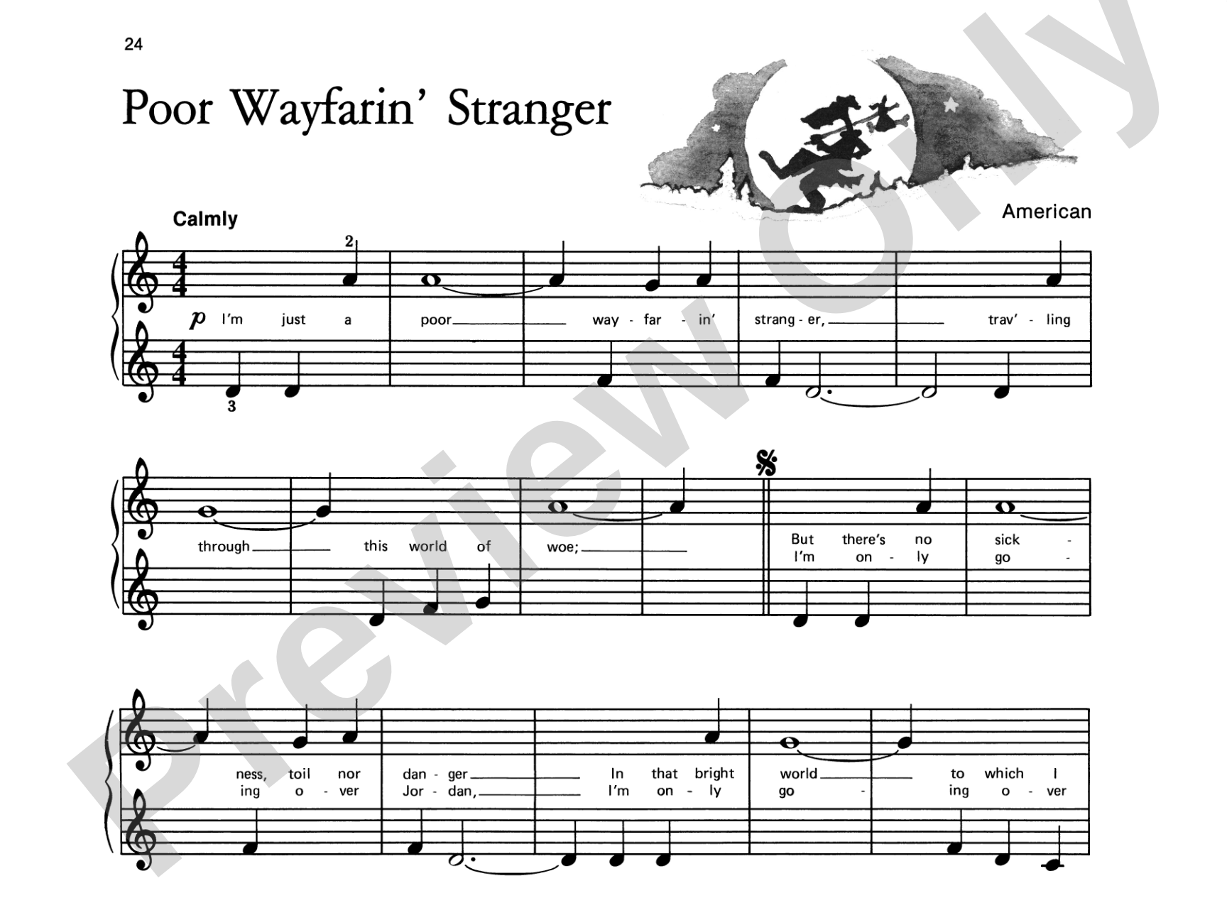 Poor Wayfarin' Stranger - Piano Solo with Lyrics (with Optional Duet Accompaniments): Piano Solo with Lyrics