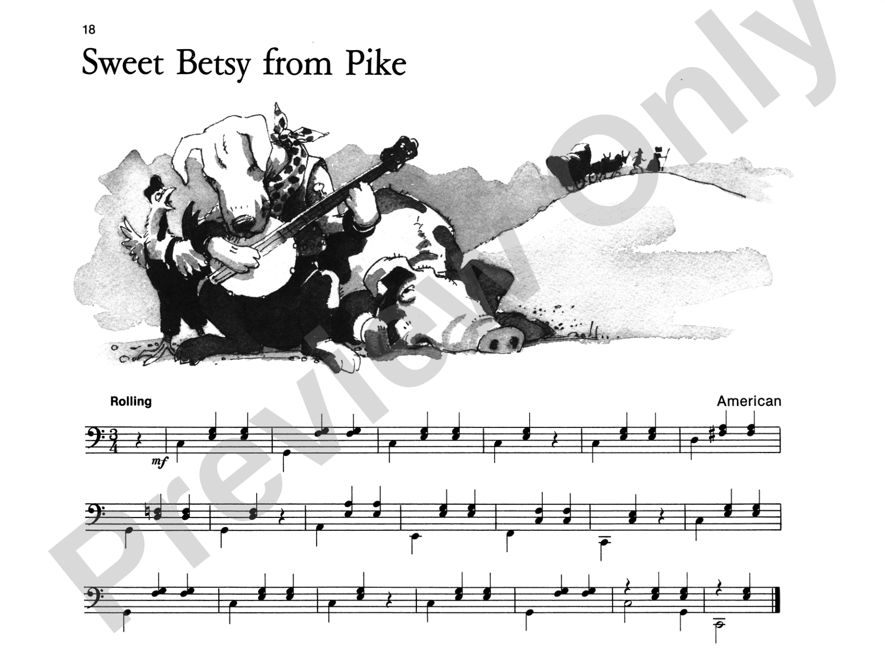 Sweet Betsy from Pike - Piano Solo with Lyrics (with Optional Duet Accompaniments): Piano Solo with Lyrics