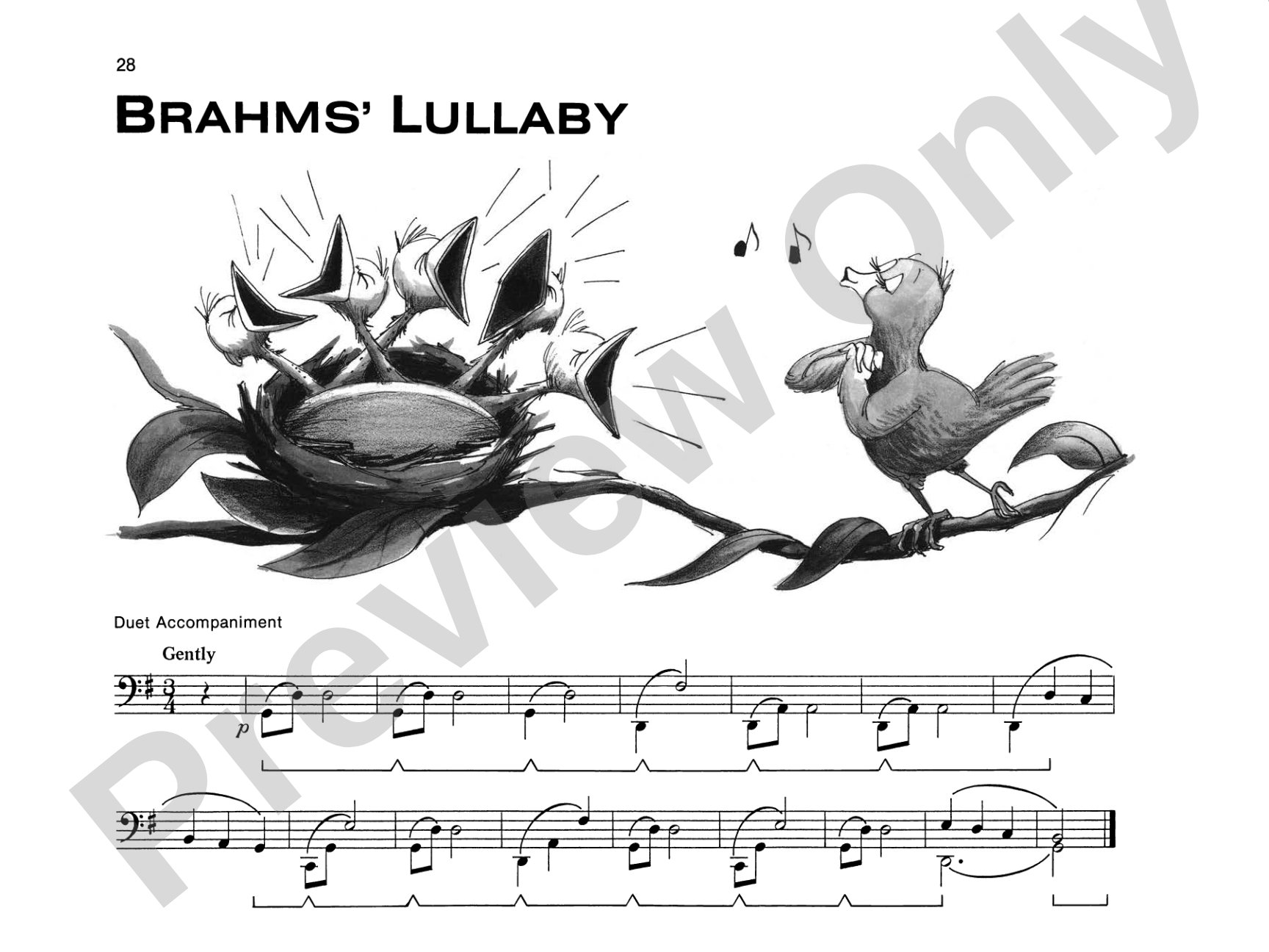Brahms' Lullaby - Piano Solo (with Optional Duet Accompaniments): Piano Solo