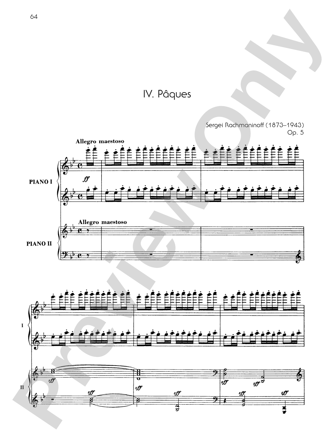 Fantaisie-tableaux (Suite No. 1), Opus 5 - IV. Pâques - Piano Duo (2 Pianos, 4 Hands): Piano Duo (2 Pianos, 4 Hands)