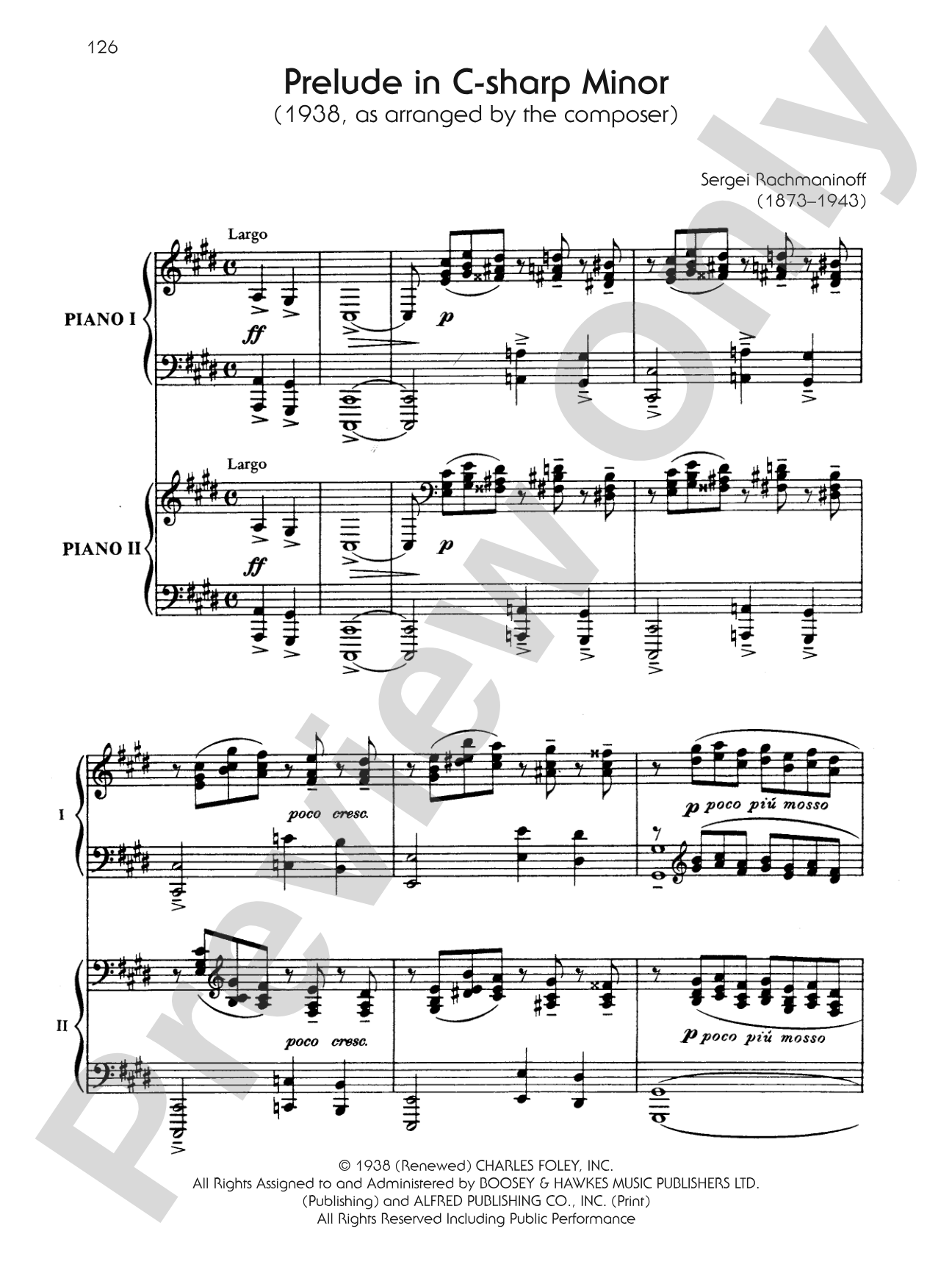 Prelude in C-Sharp Minor - Piano Duo (2 Pianos, 4 Hands): Piano Duo (2 Pianos, 4 Hands)