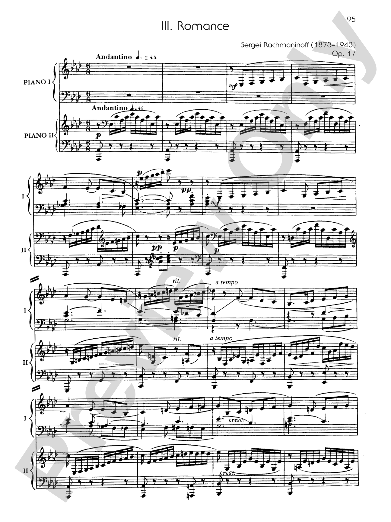 Suite No. 2, Opus 17 - III. Romance - Piano Duo (2 Pianos, 4 Hands): Piano Duo (2 Pianos, 4 Hands)