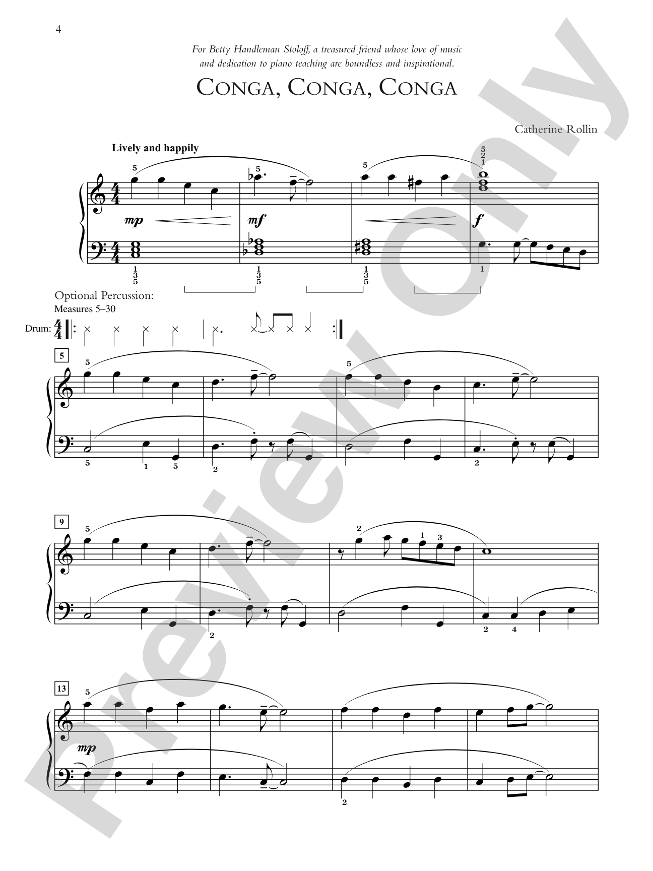 Conga, Conga, Conga - Piano Solo: Piano Solo