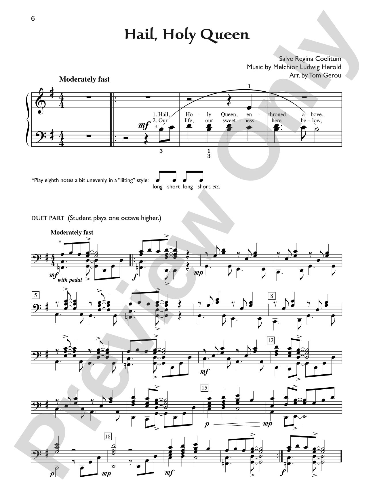 Hail, Holy Queen - Piano Solo with Lyrics (with Optional Duet Accompaniments): Piano Solo with Lyrics
