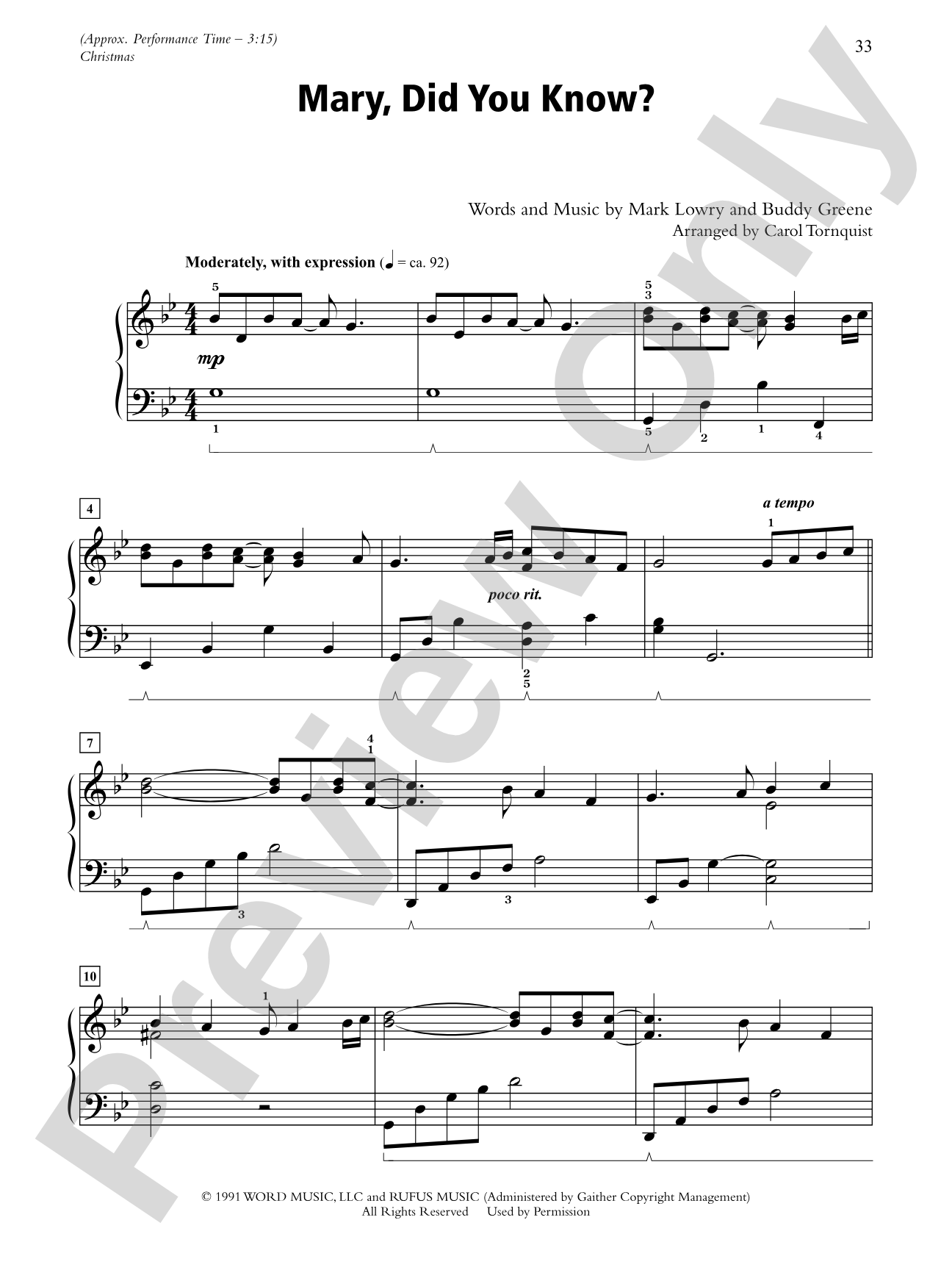 Mary, Did You Know? - Piano Solo: Piano Solo