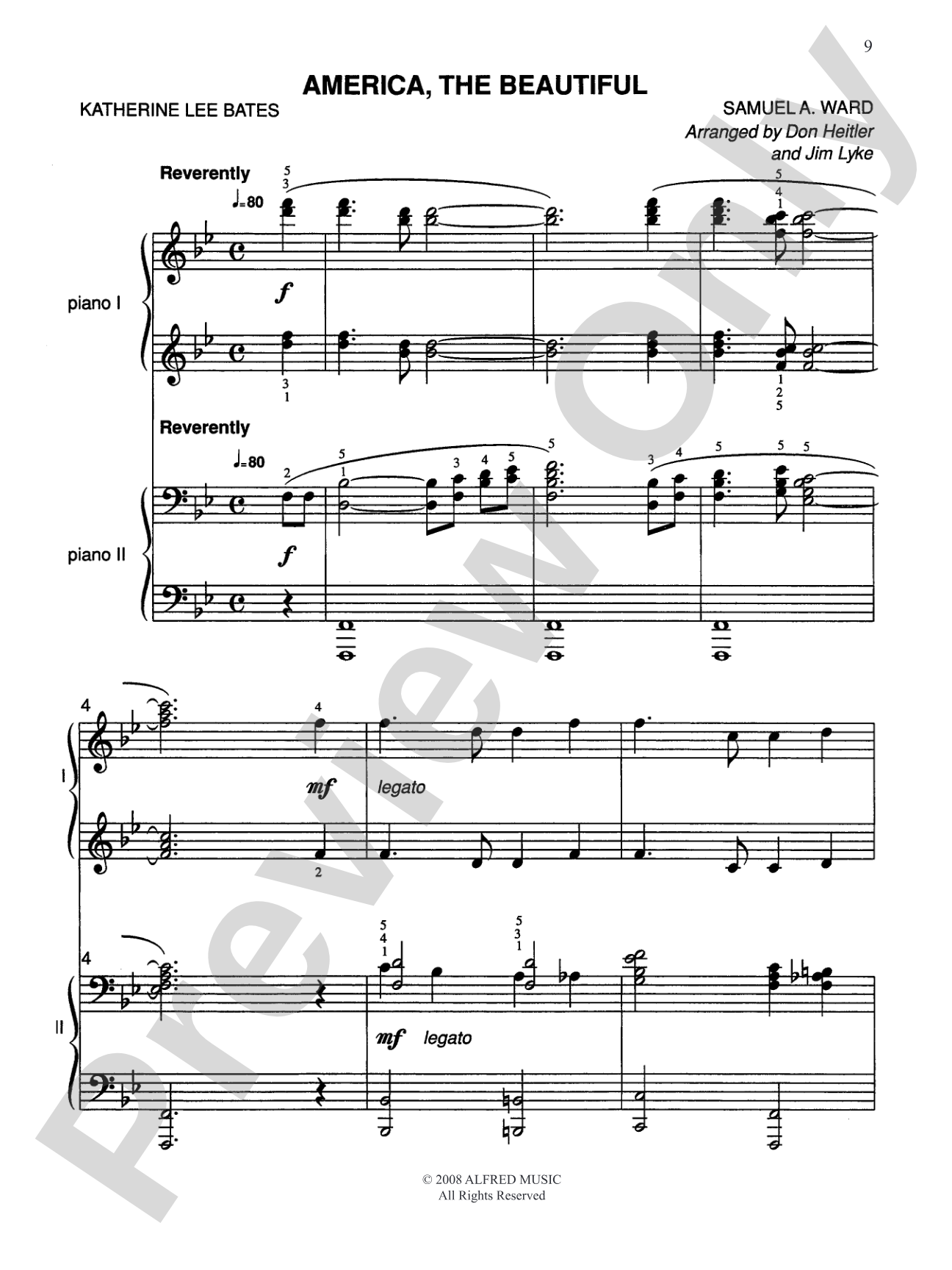 America, the Beautiful - Piano Duo (2 Pianos, 4 Hands): Piano Duo (2 Pianos, 4 Hands)