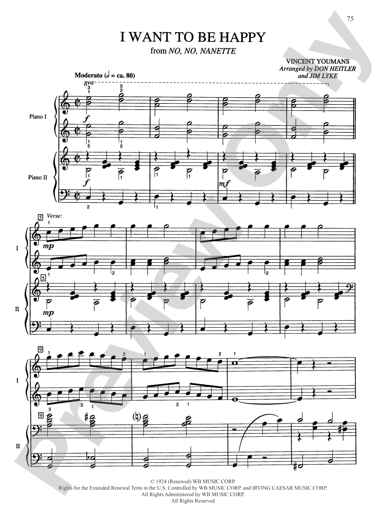 I Want to Be Happy (from "No, No, Nanette") - Piano Duo (2 Pianos, 4 Hands): Piano Duo (2 Pianos, 4 Hands)