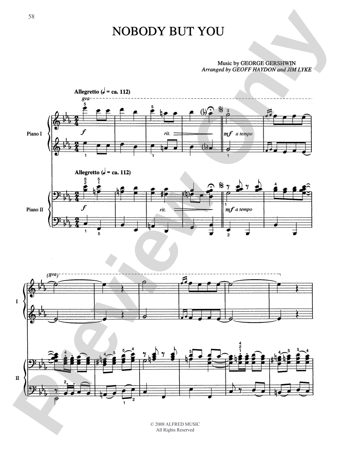 Nobody but You (from "La La Lucille") - Piano Duo (2 Pianos, 4 Hands): Piano Duo (2 Pianos, 4 Hands)