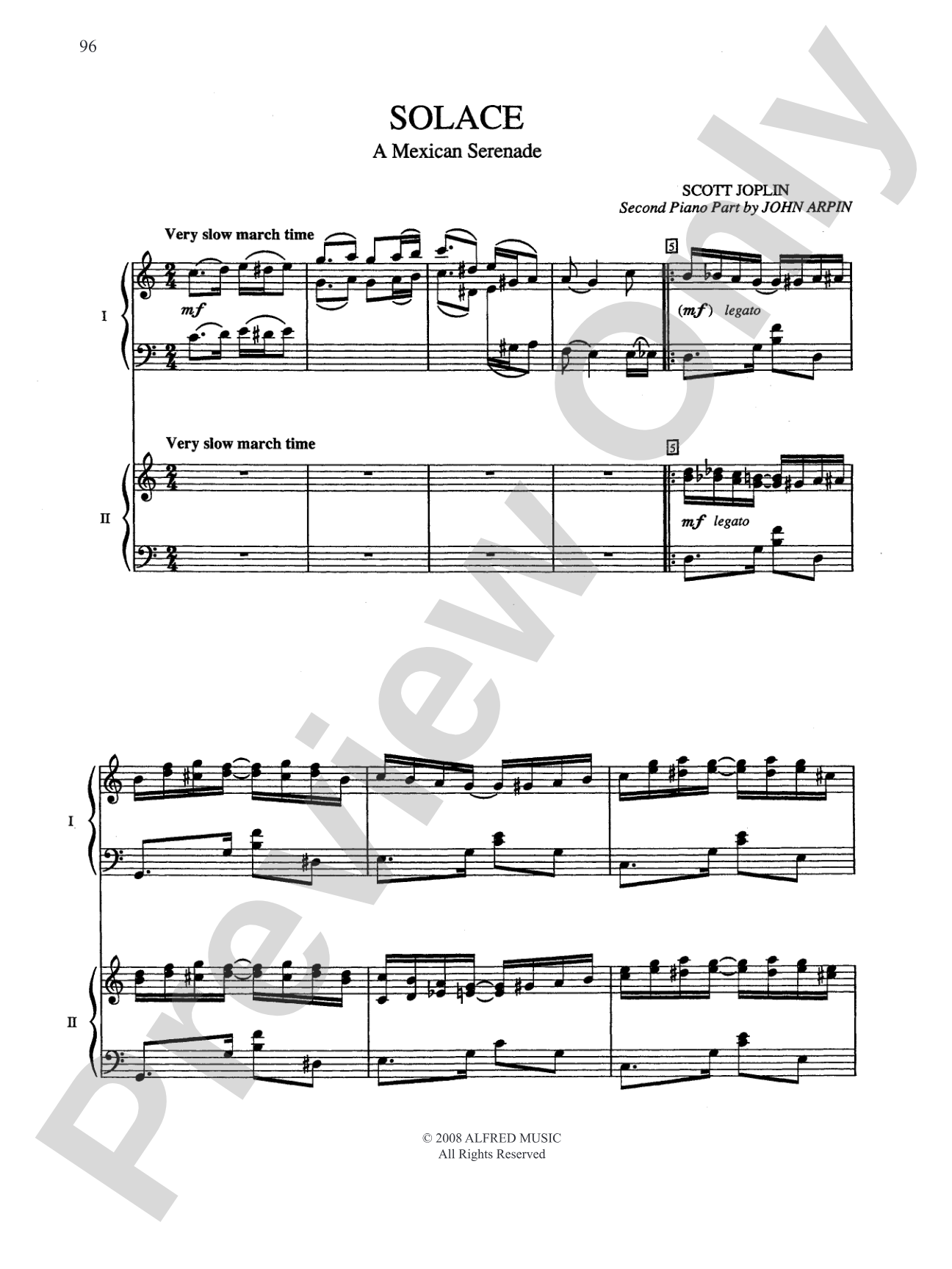 Solace - A Mexican Serenade - Piano Duo (2 Pianos, 4 Hands): Piano Duo (2 Pianos, 4 Hands)