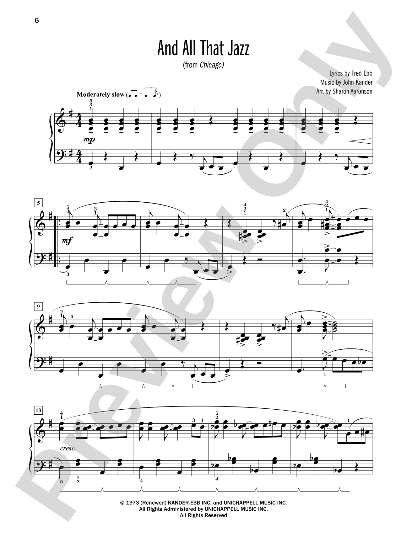 And All That Jazz (from "Chicago") - Piano Solo: Piano Solo