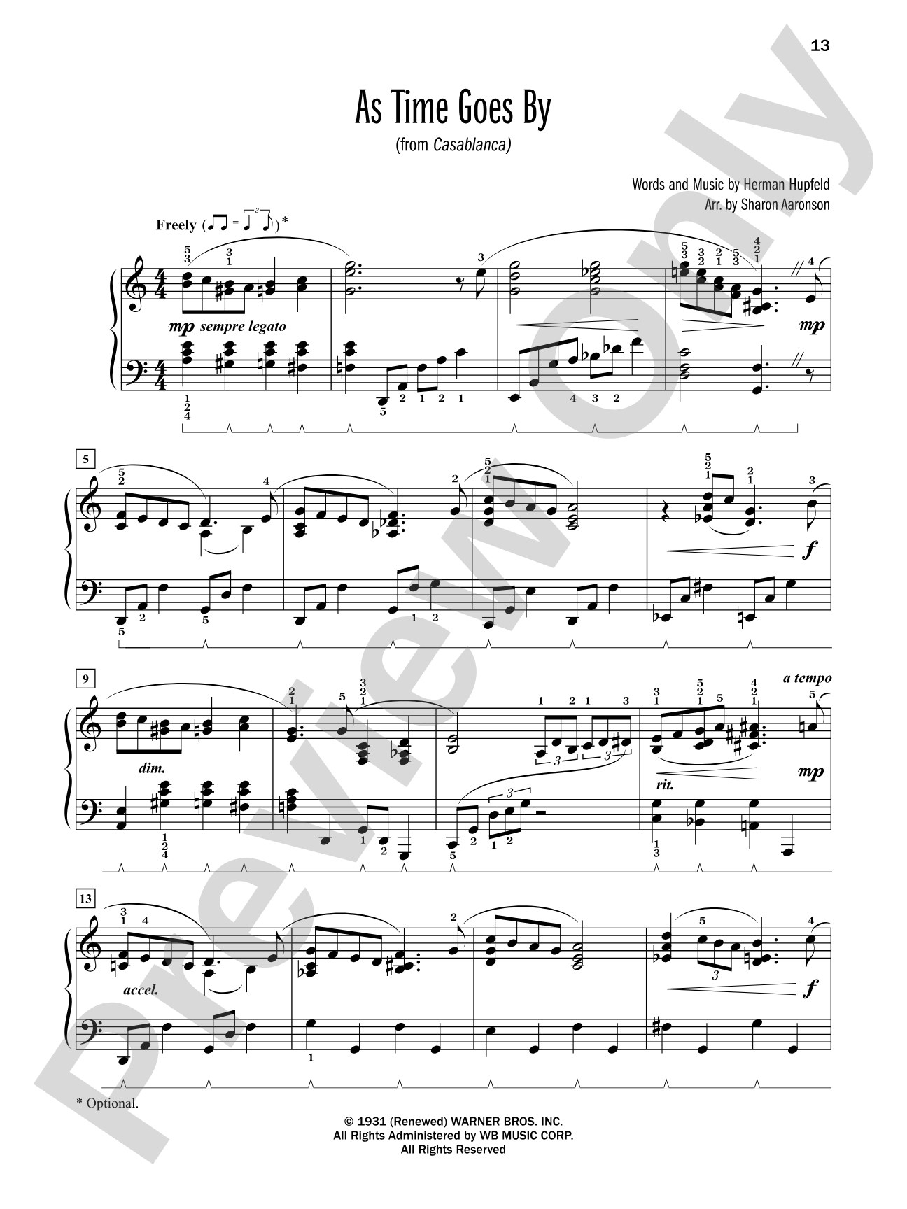 As Time Goes By (from "Casablanca") - Piano Solo: Piano Solo