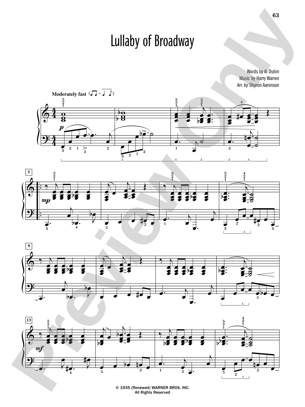 Lullaby of Broadway (from "42nd Street") - Piano Solo: Piano Solo