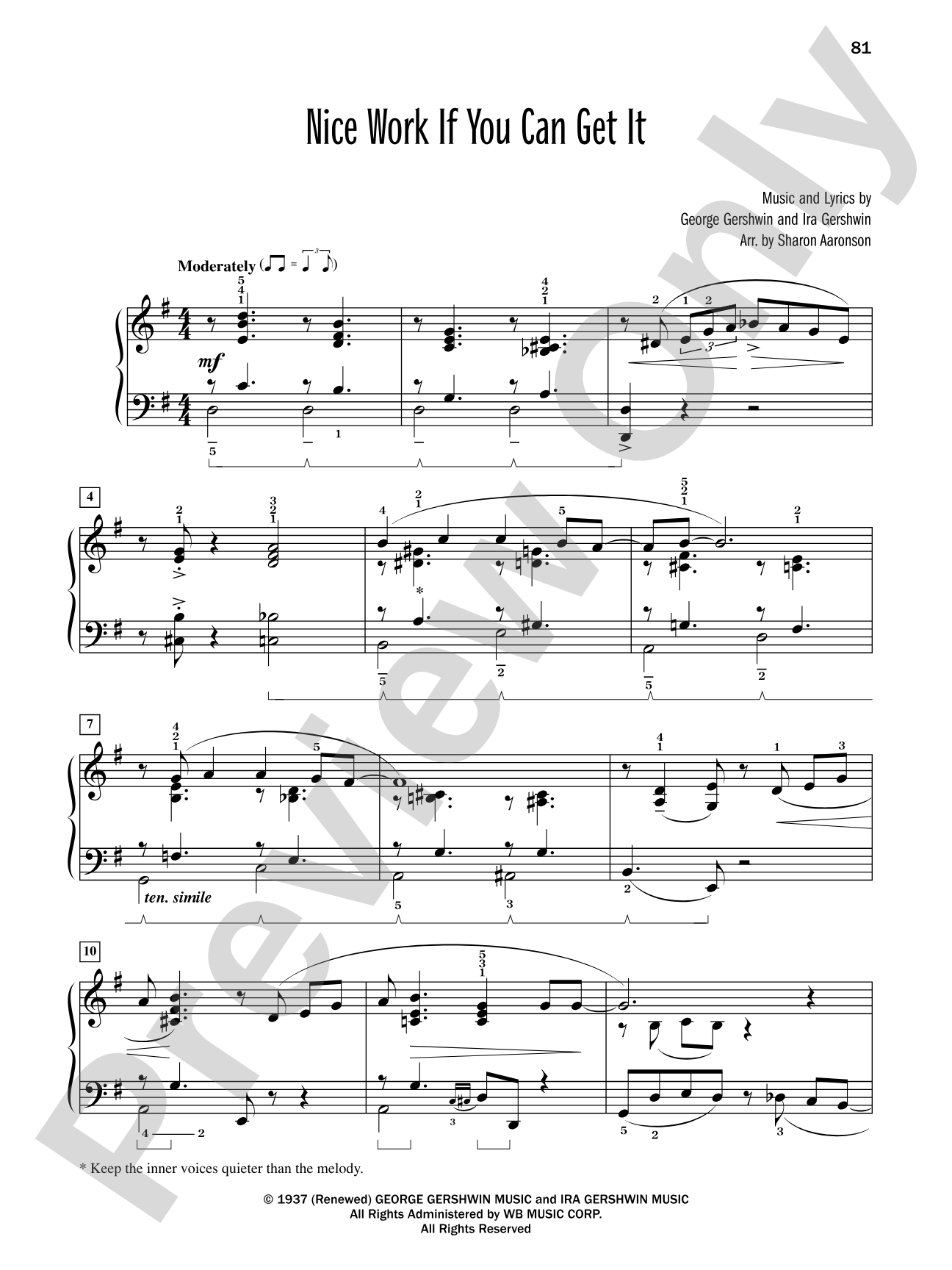 Nice Work If You Can Get It (from "Damsel in Distress") - Piano Solo: Piano Solo