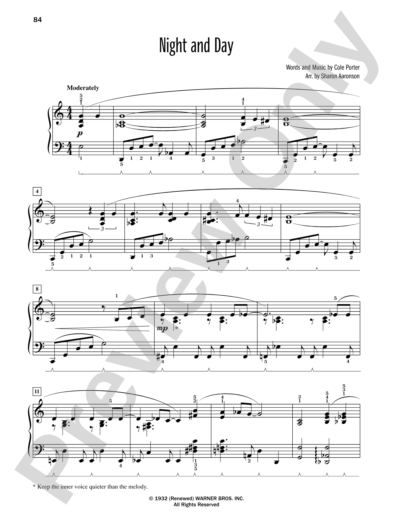 Night and Day (from "Gay Divorcee") - Piano Solo: Piano Solo