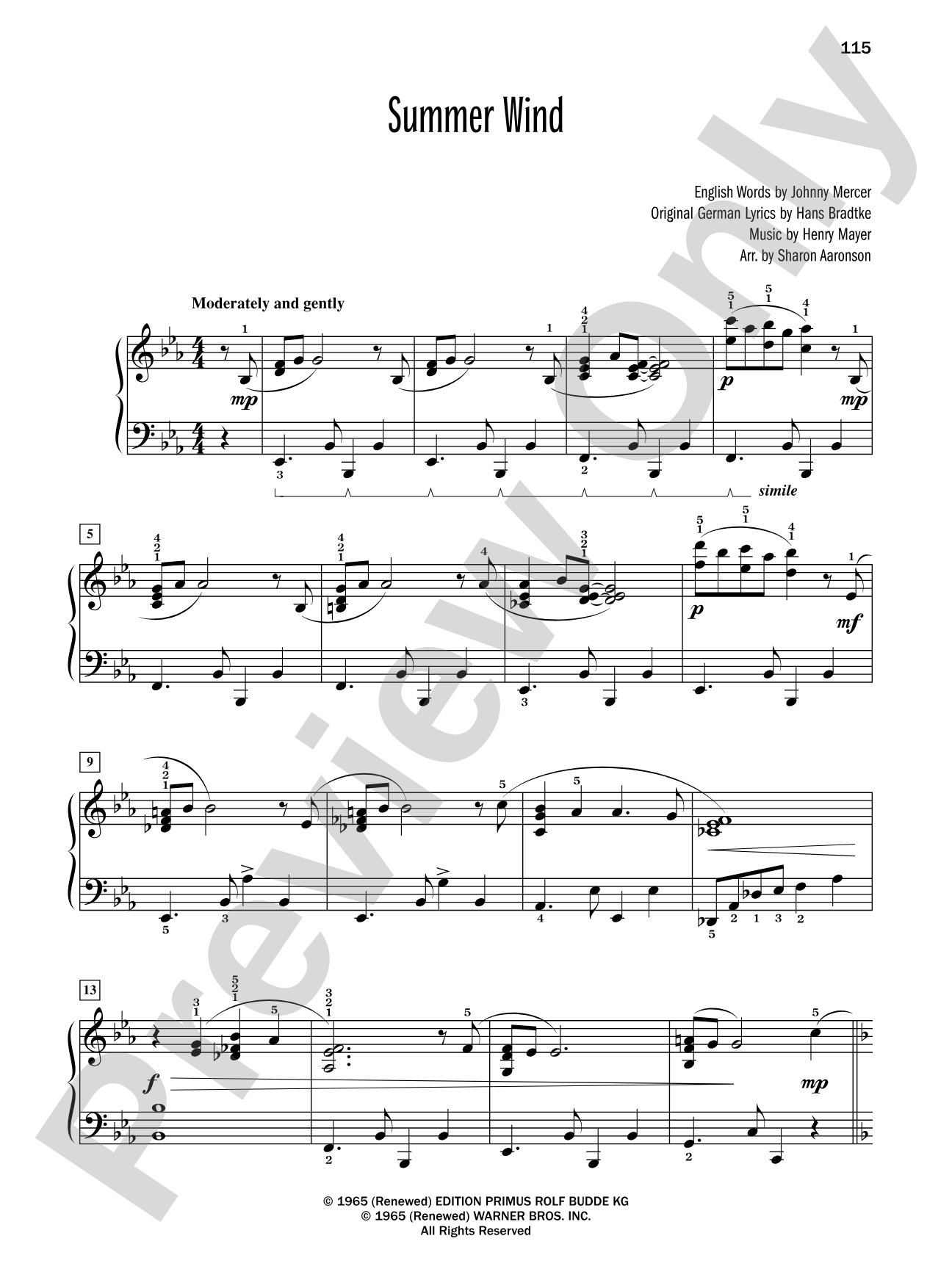 Summer Wind - Piano Solo: Piano Solo