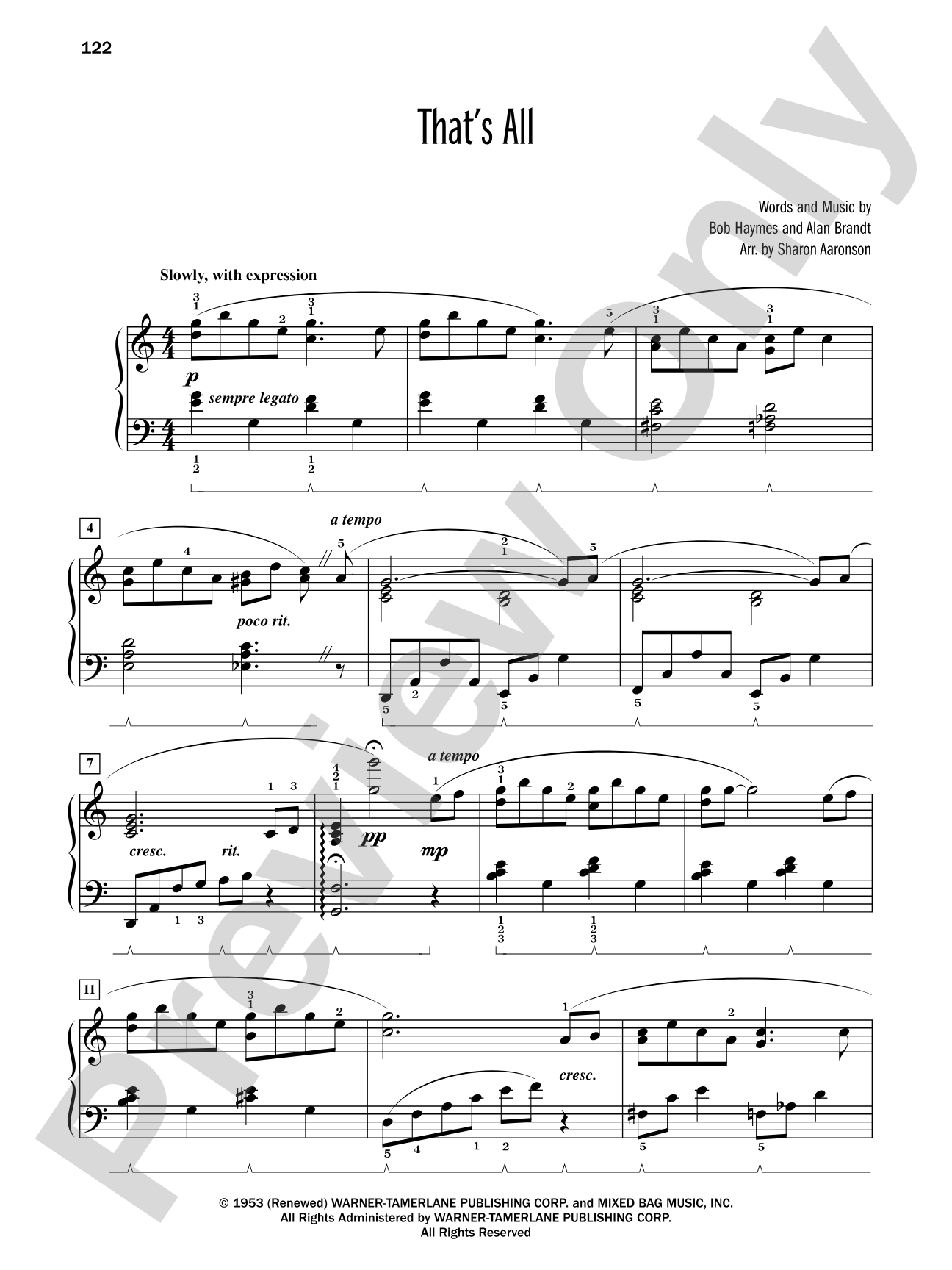 That's All (from "Tootsie") - Piano Solo: Piano Solo