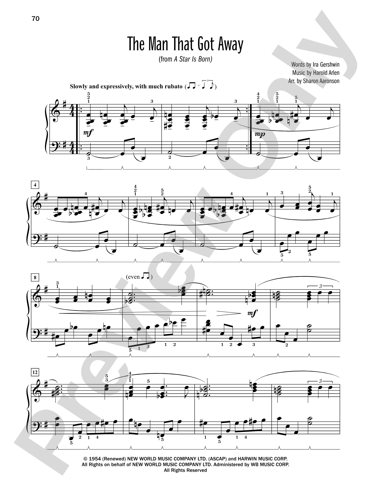 The Man That Got Away (from "A Star Is Born") - Piano Solo: Piano Solo