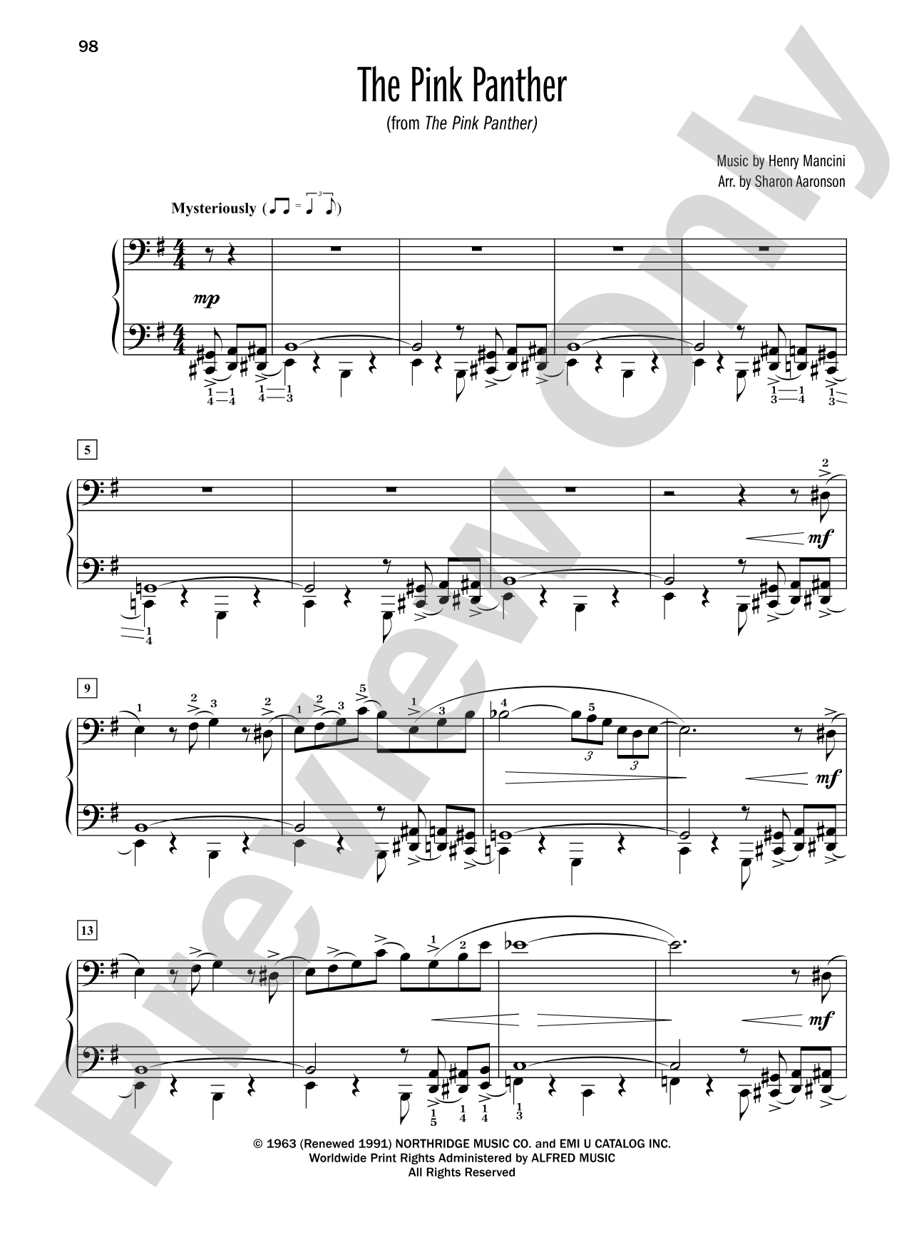 The Pink Panther (from "The Pink Panther") - Piano Solo: Piano Solo