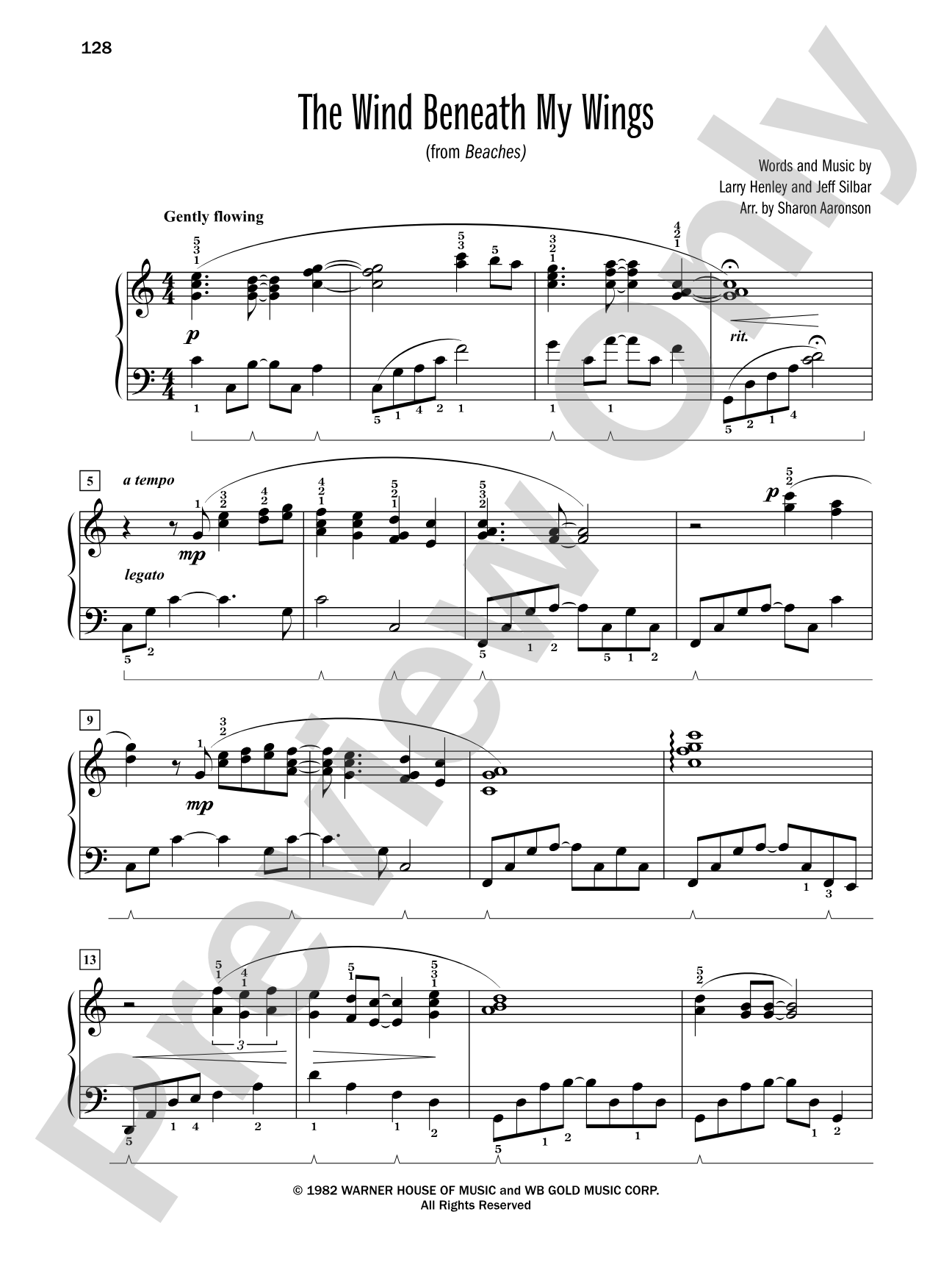 The Wind Beneath My Wings (from "Beaches") - Piano Solo: Piano Solo