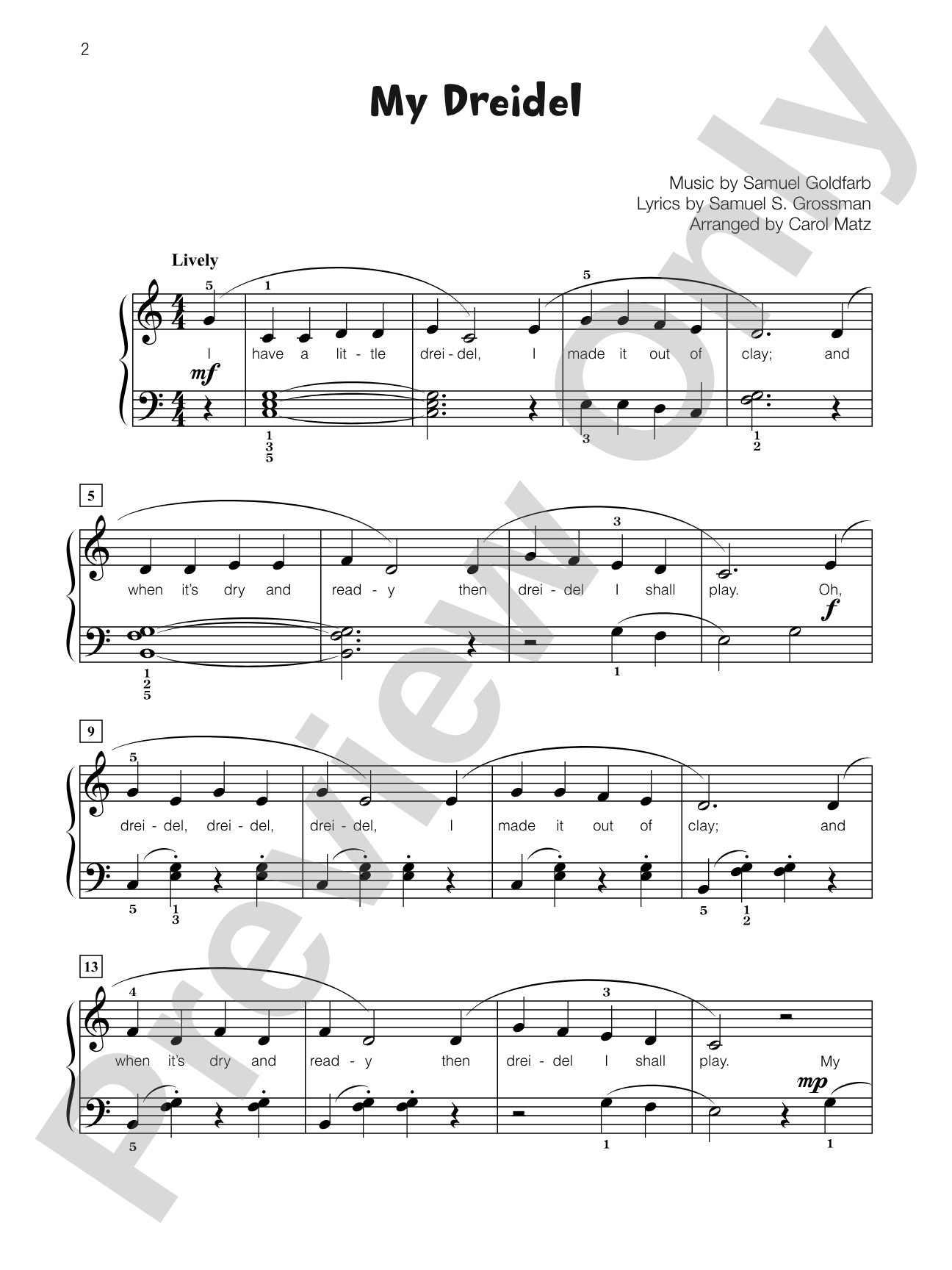 My Dreidel - Piano Solo with Lyrics: Piano Solo with Lyrics