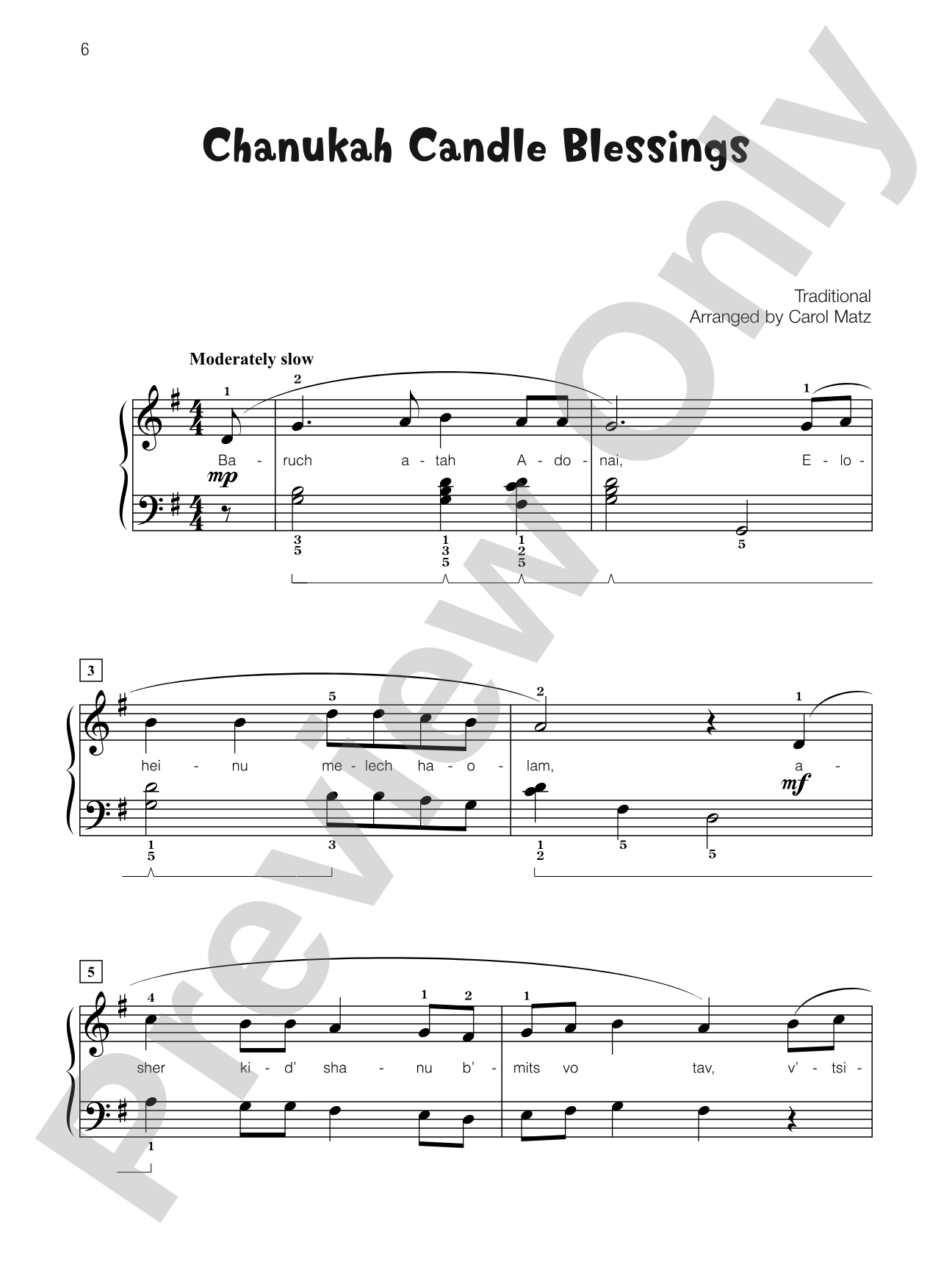 Chanukah Candle Blessings - Piano Solo with Lyrics: Piano Solo with Lyrics
