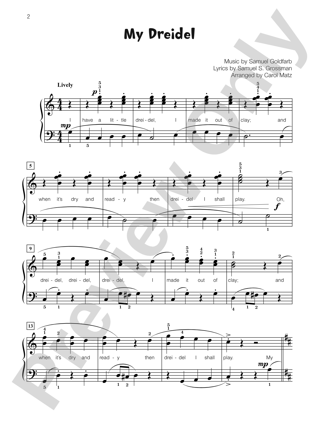 My Dreidel - Piano Solo with Lyrics: Piano Solo with Lyrics