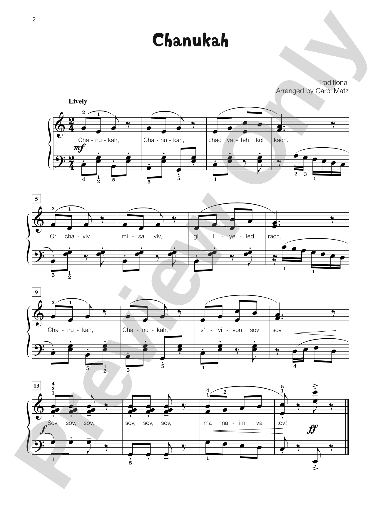 Chanukah - Piano Solo with Lyrics: Piano Solo with Lyrics