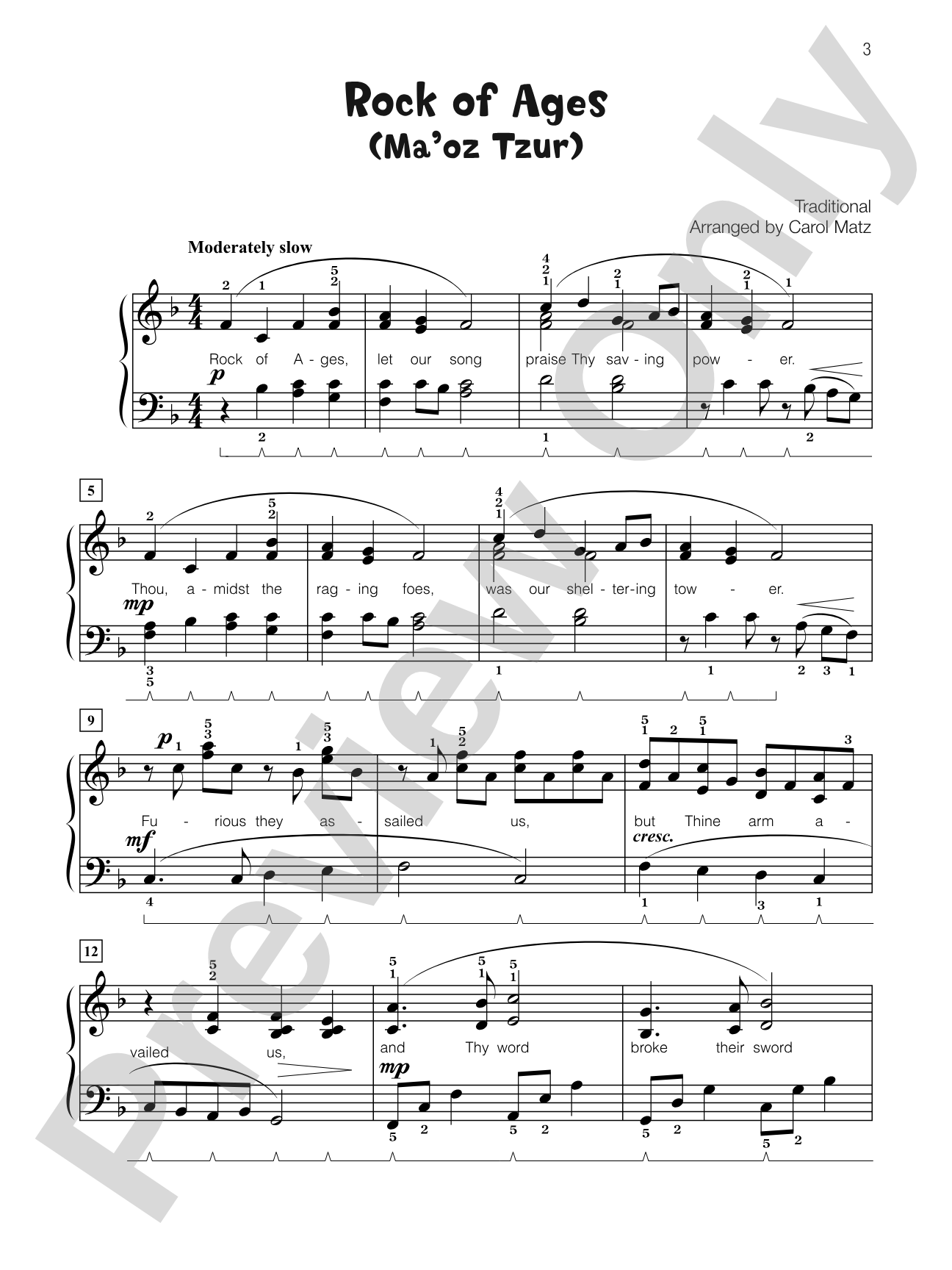 Rock of Ages (Ma'oz Tzur) - Piano Solo with Lyrics: Piano Solo with Lyrics