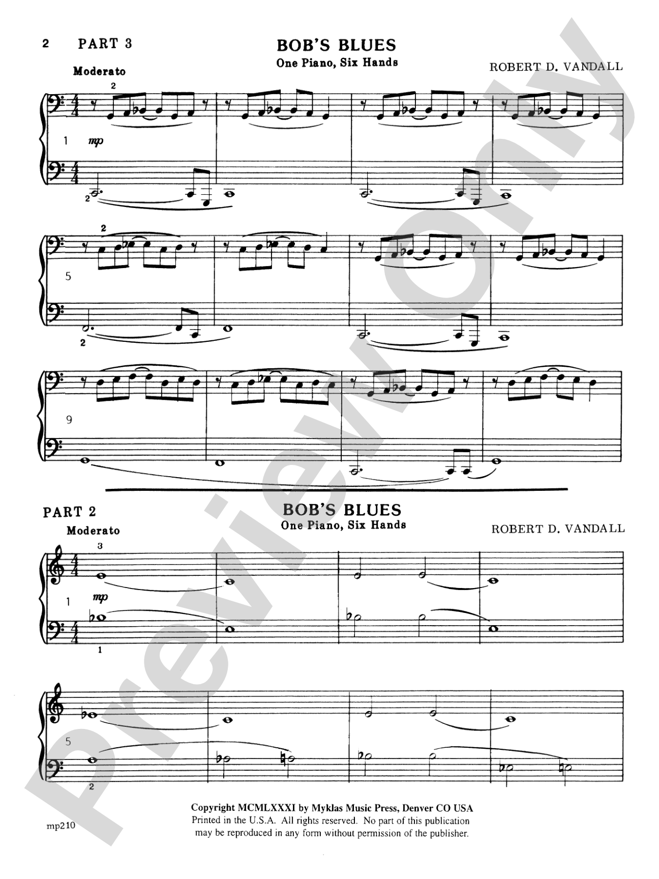 Bob's Blues - Piano Trio (1 Piano, 6 Hands): Piano Trio (1 Piano, 6 Hands)