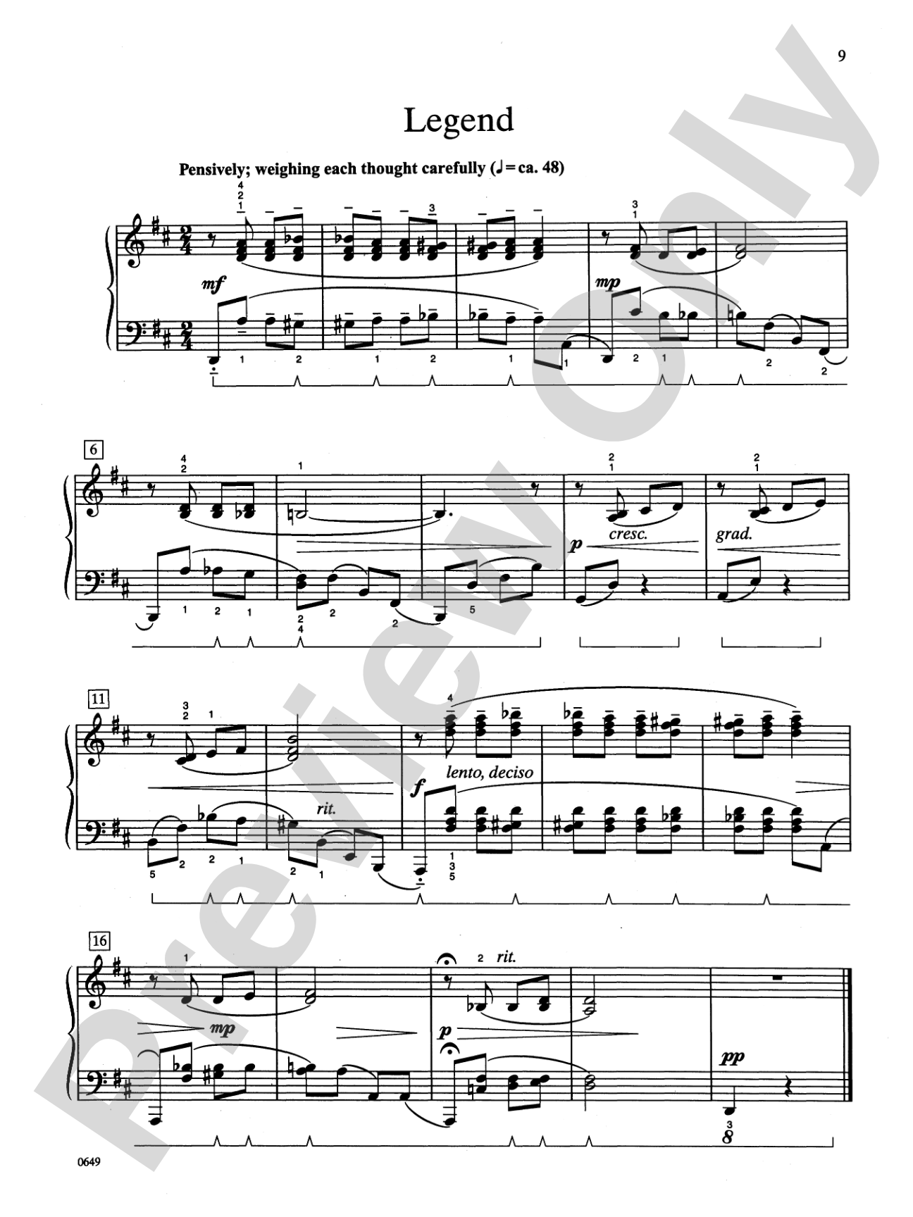 Legend - Piano Solo: Piano Solo