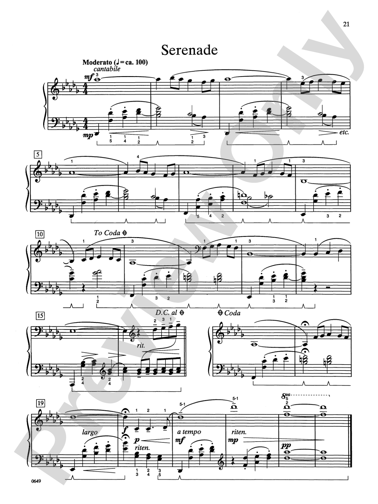 Serenade - Piano Solo: Piano Solo
